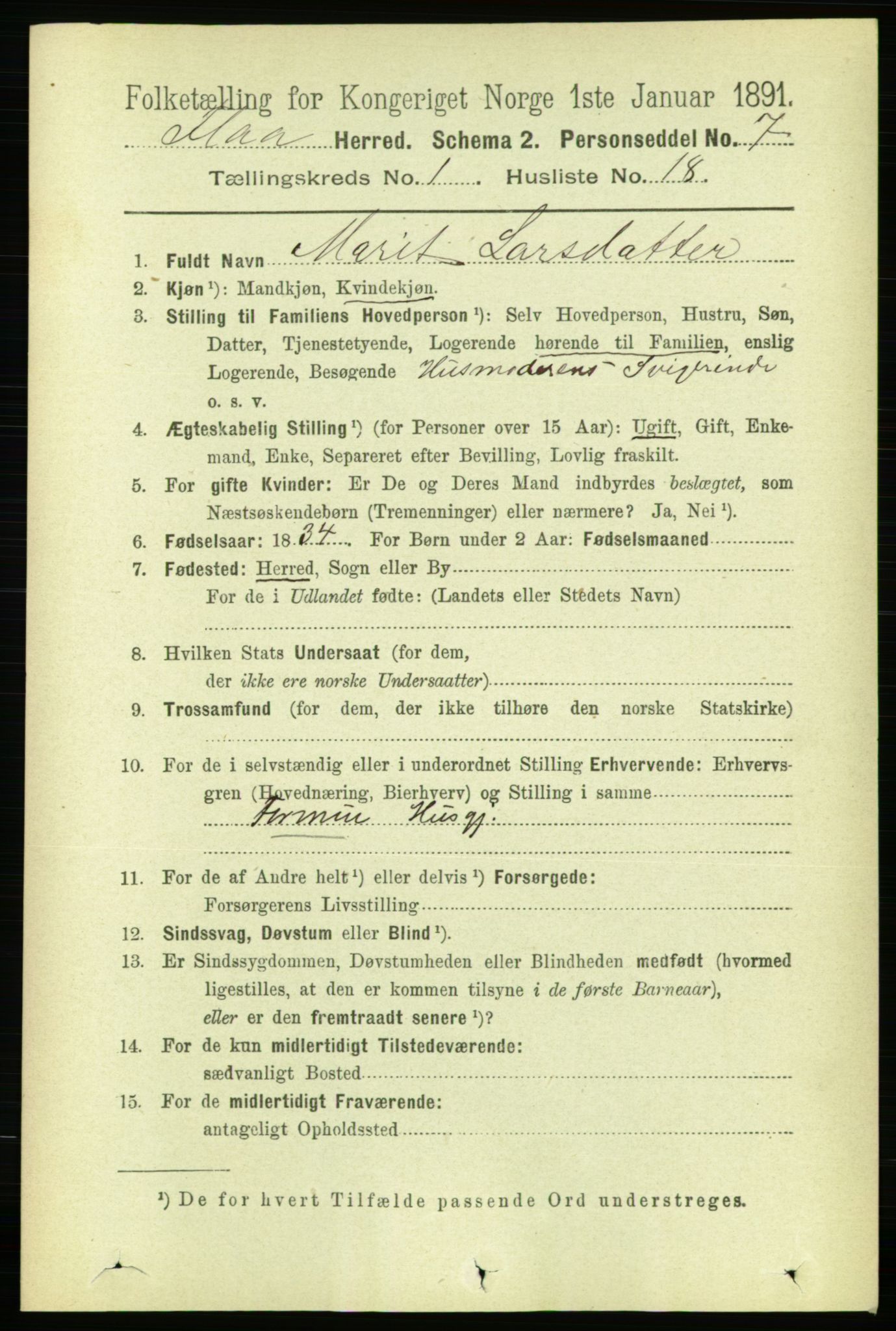RA, Folketelling 1891 for 1652 Flå herred, 1891, s. 220