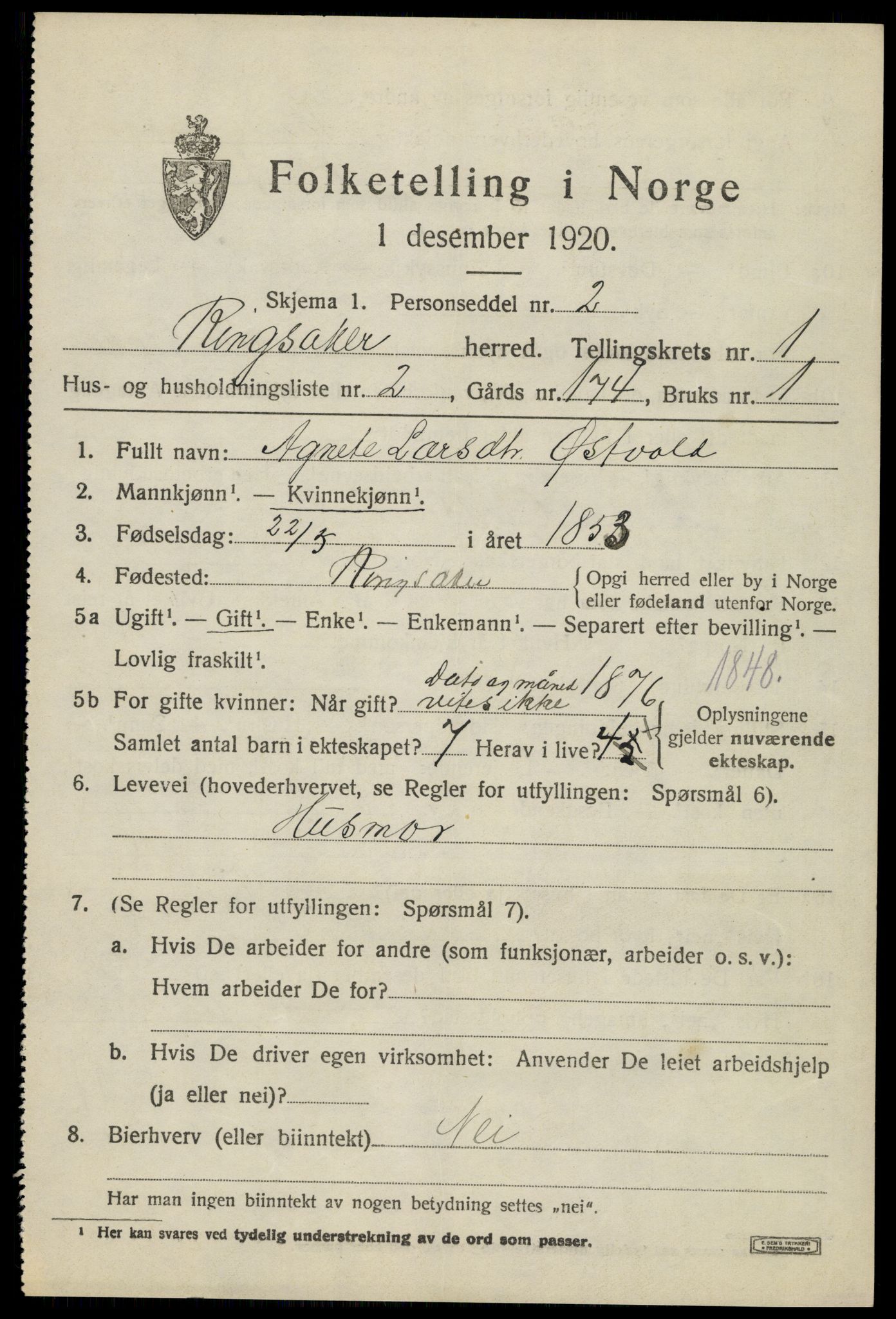 SAH, Folketelling 1920 for 0412 Ringsaker herred, 1920, s. 4398