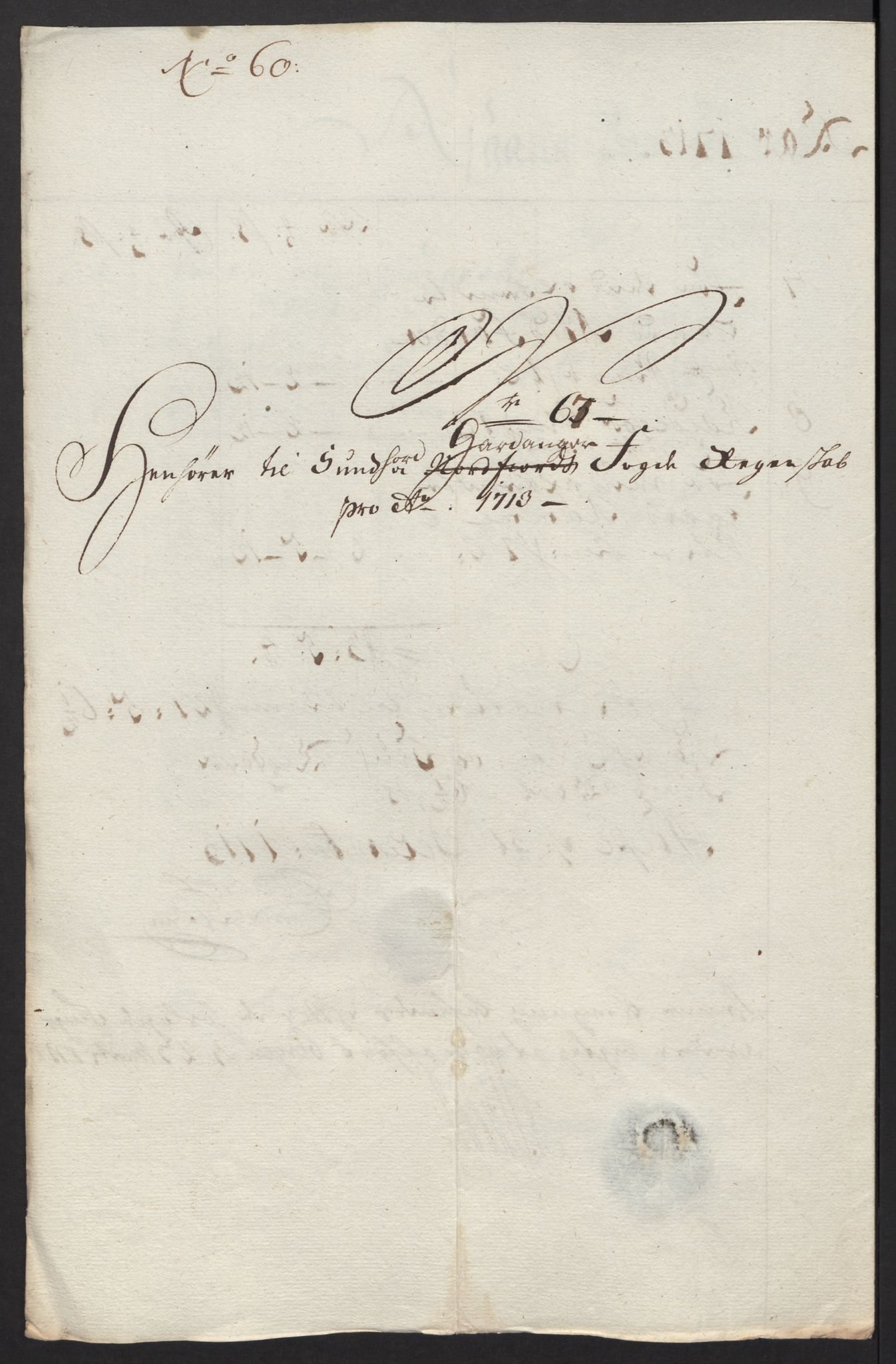 Rentekammeret inntil 1814, Reviderte regnskaper, Fogderegnskap, AV/RA-EA-4092/R48/L2989: Fogderegnskap Sunnhordland og Hardanger, 1713, s. 374