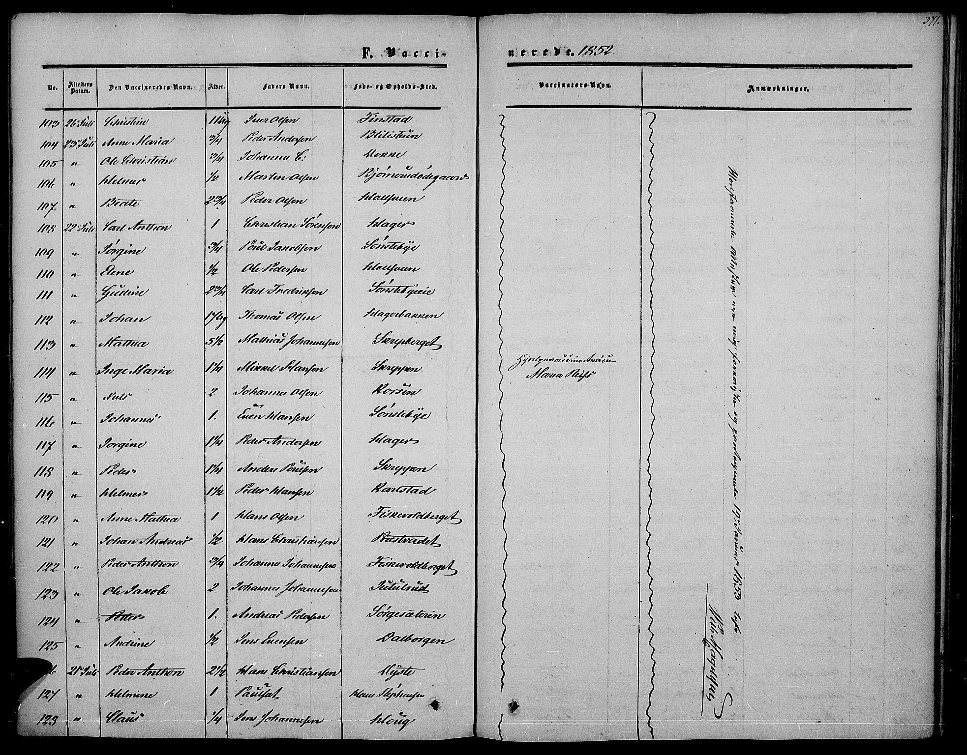 Vestre Toten prestekontor, SAH/PREST-108/H/Ha/Haa/L0005: Ministerialbok nr. 5, 1850-1855, s. 371