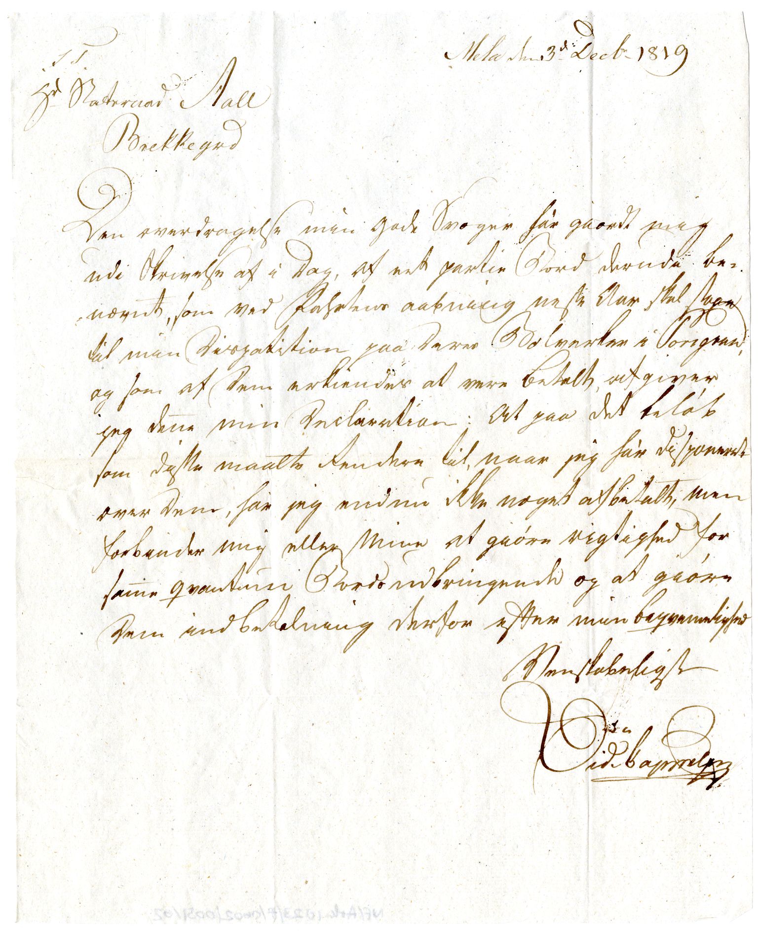 Diderik Maria Aalls brevsamling, NF/Ark-1023/F/L0002: D.M. Aalls brevsamling. B - C, 1799-1889, s. 254