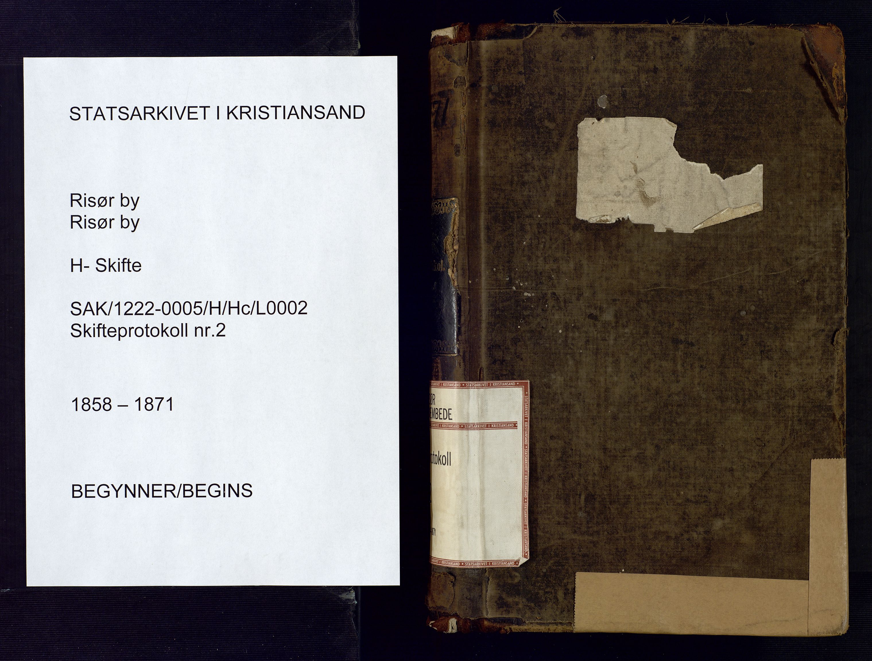 Risør byfogd, AV/SAK-1222-0005/H/Hc/L0002: Skifteprotokoll nr. 2, 1858-1871