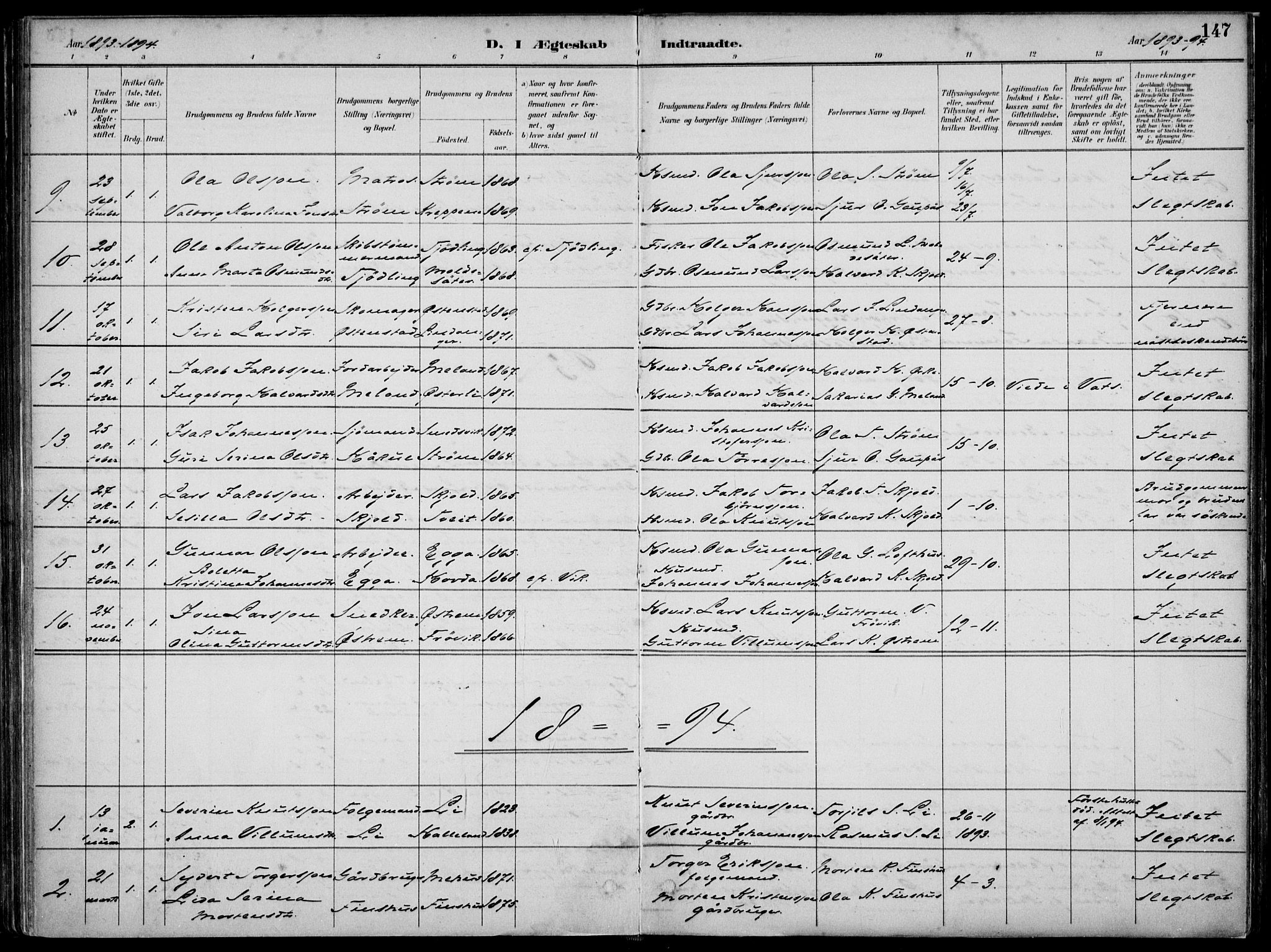 Skjold sokneprestkontor, AV/SAST-A-101847/H/Ha/Haa/L0010: Ministerialbok nr. A 10, 1882-1897, s. 147