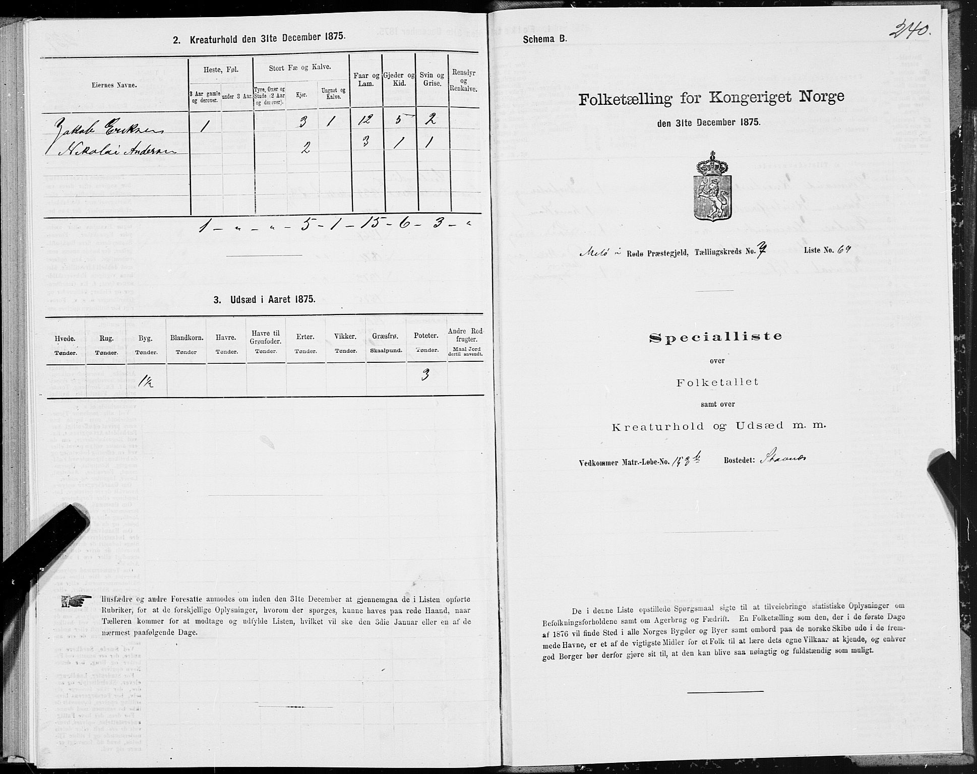 SAT, Folketelling 1875 for 1836P Rødøy prestegjeld, 1875, s. 3240