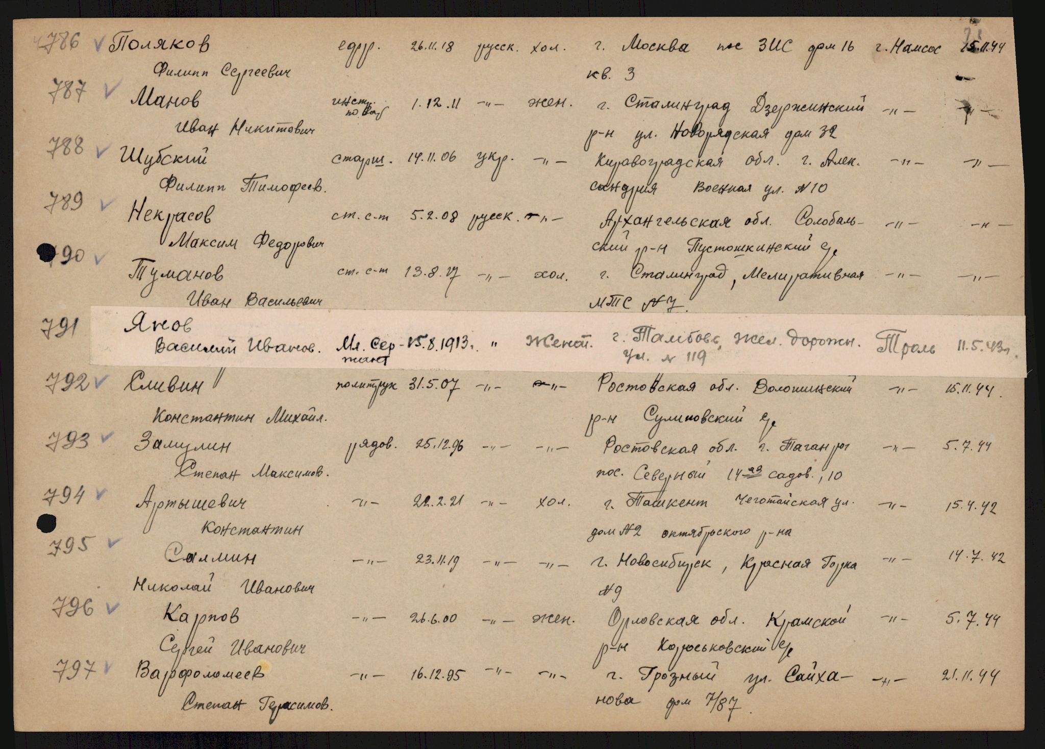 Flyktnings- og fangedirektoratet, Repatrieringskontoret, AV/RA-S-1681/D/Db/L0018: Displaced Persons (DPs) og sivile tyskere, 1945-1948, s. 851