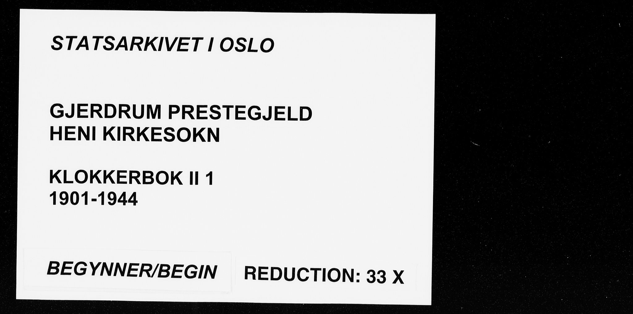 Gjerdrum prestekontor Kirkebøker, AV/SAO-A-10412b/G/Gb/L0001: Klokkerbok nr. II 1, 1901-1944