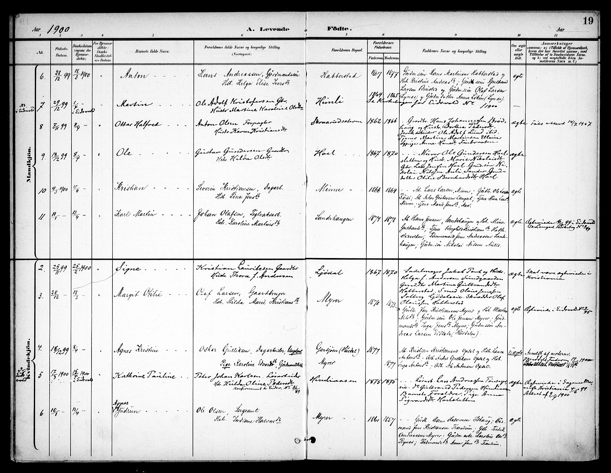 Eidsvoll prestekontor Kirkebøker, AV/SAO-A-10888/F/Fb/L0002: Ministerialbok nr. II 2, 1897-1907, s. 19