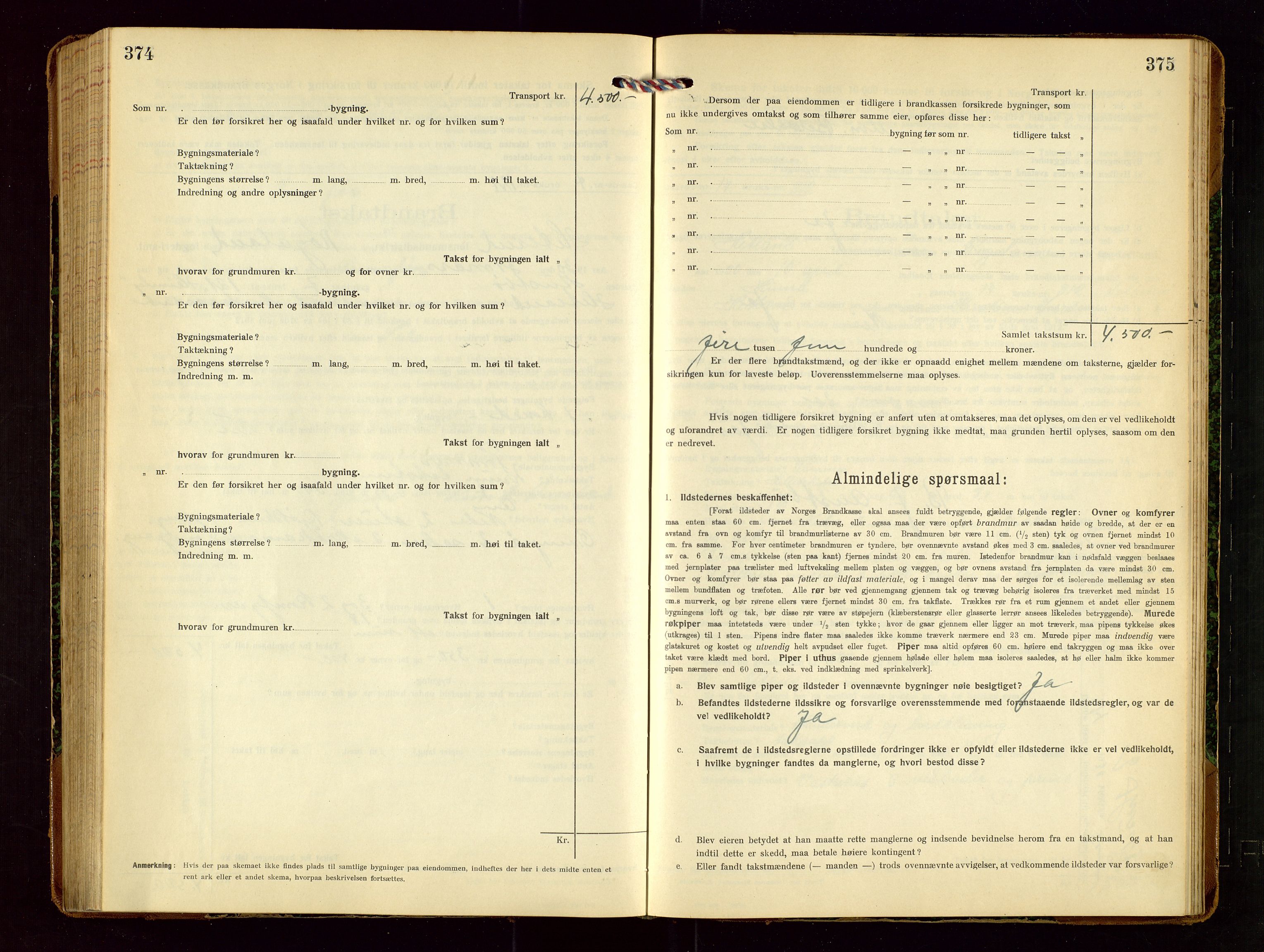 Hetland lensmannskontor, AV/SAST-A-100101/Gob/L0002: "Brandtakstprotokol", 1918-1932, s. 374-375