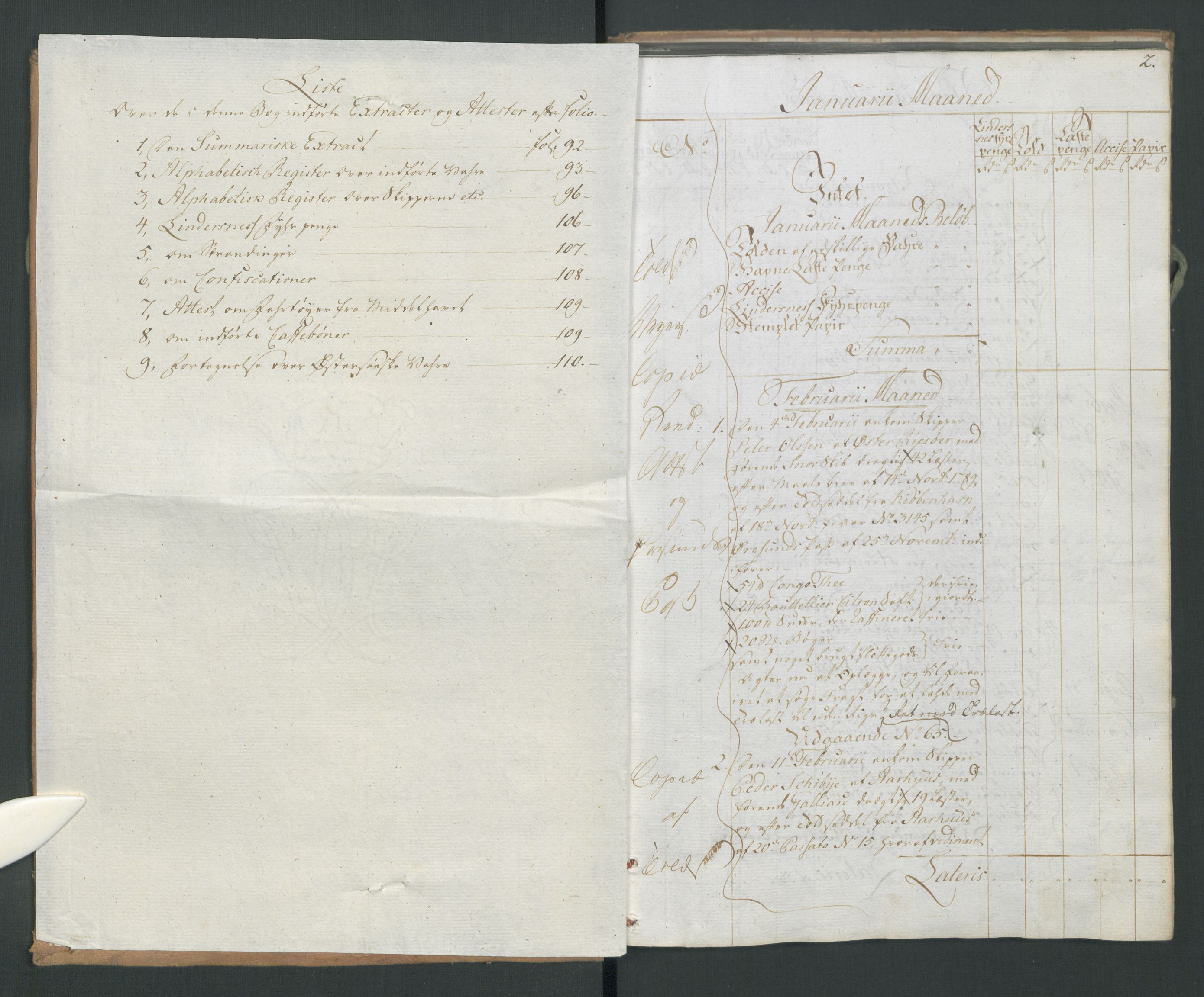 Generaltollkammeret, tollregnskaper, AV/RA-EA-5490/R14/L0105/0001: Tollregnskaper Øster-Risør / Inngående tollbok, 1790