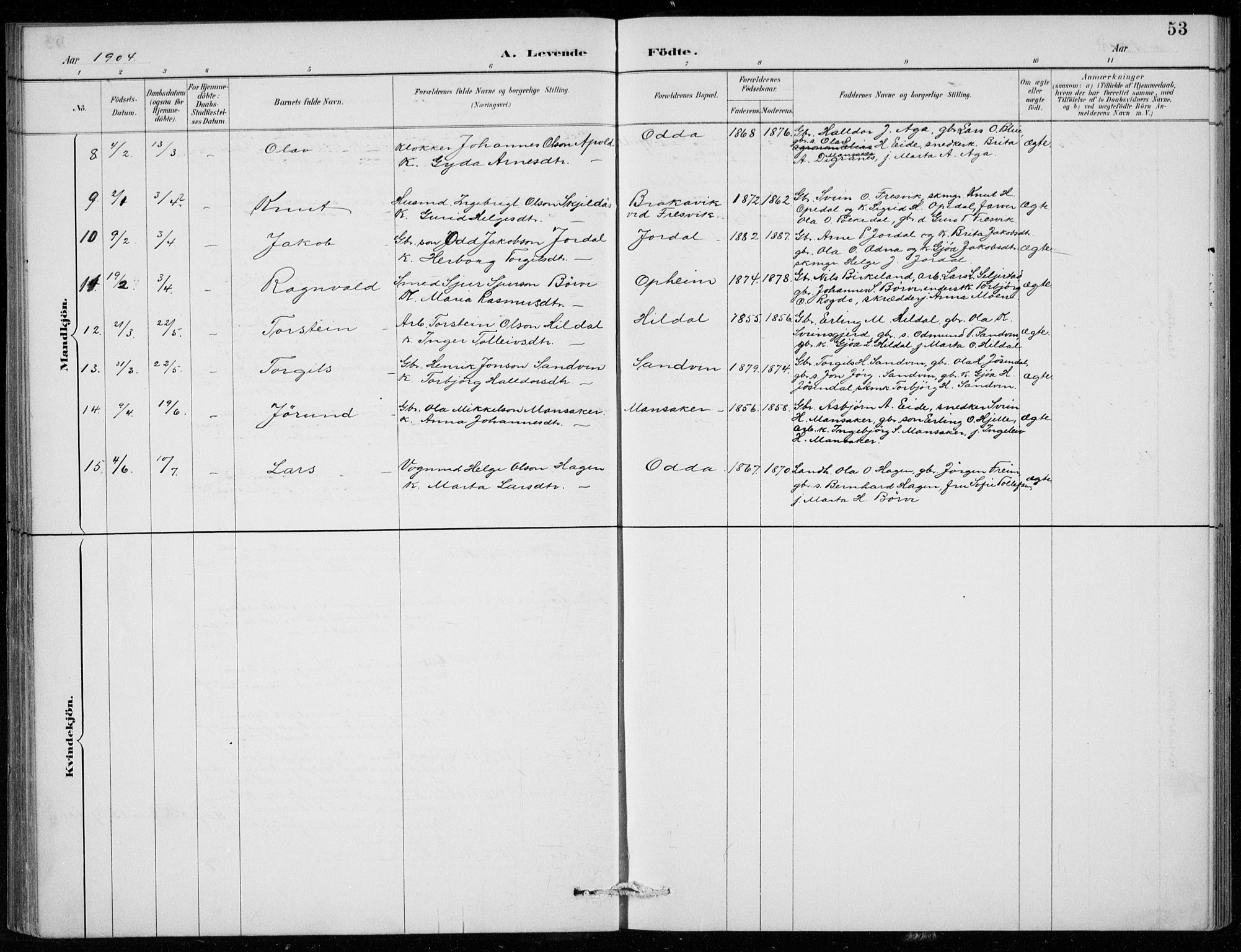 Odda Sokneprestembete, AV/SAB-A-77201/H/Hab: Klokkerbok nr. B  1, 1887-1909, s. 53