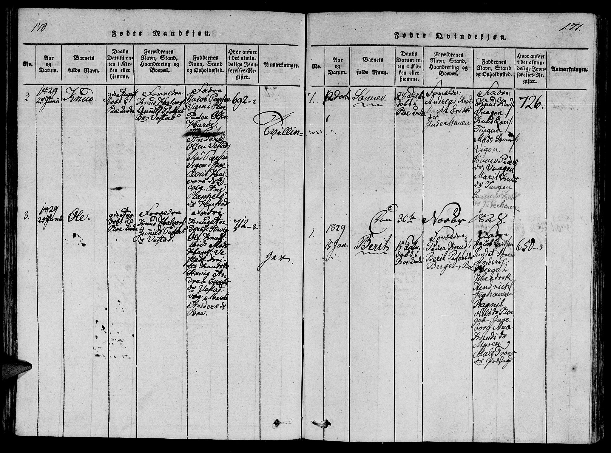 Ministerialprotokoller, klokkerbøker og fødselsregistre - Møre og Romsdal, AV/SAT-A-1454/566/L0763: Ministerialbok nr. 566A03 /1, 1817-1829, s. 170-171