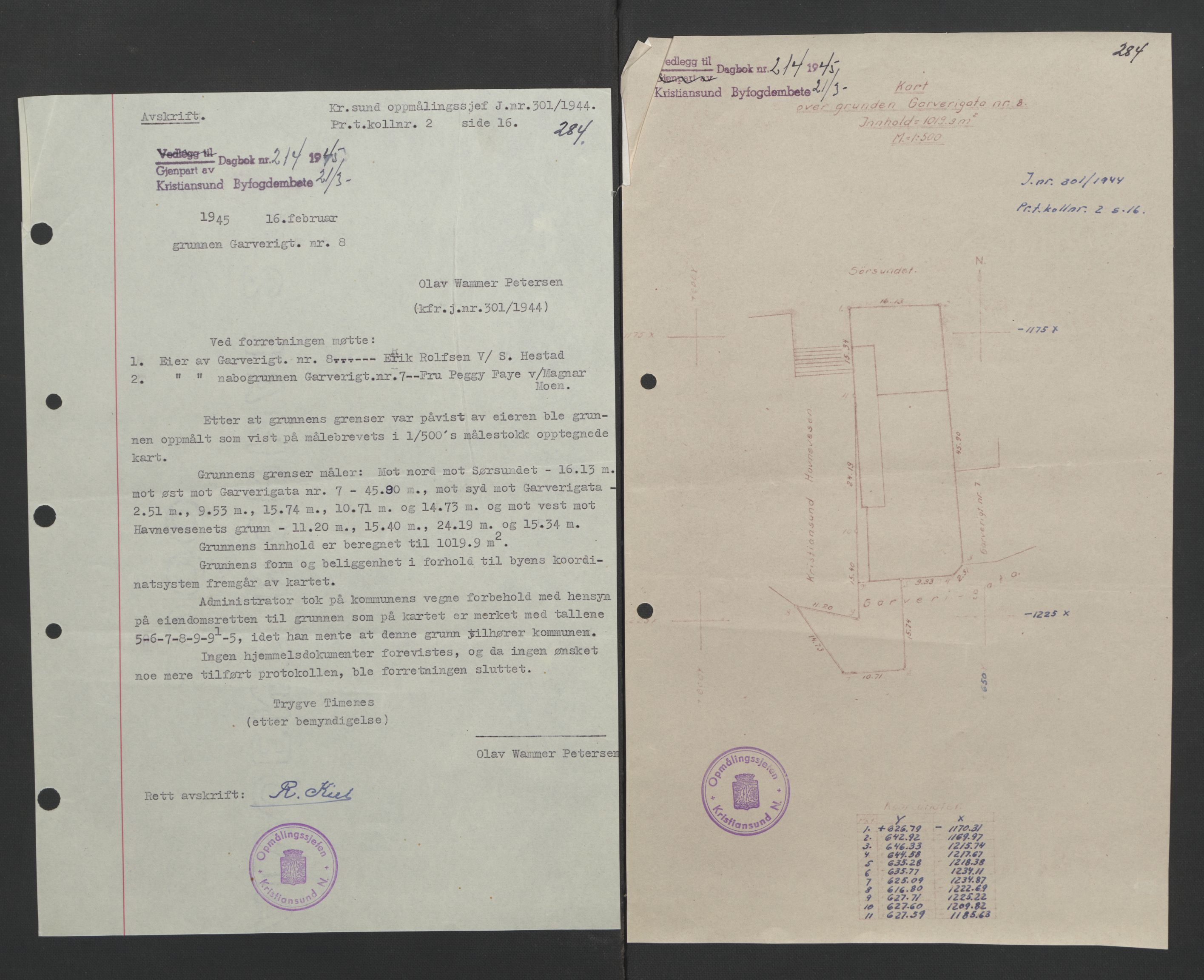 Kristiansund byfogd, AV/SAT-A-4587/A/27: Pantebok nr. 37, 1942-1945, Dagboknr: 214/1945