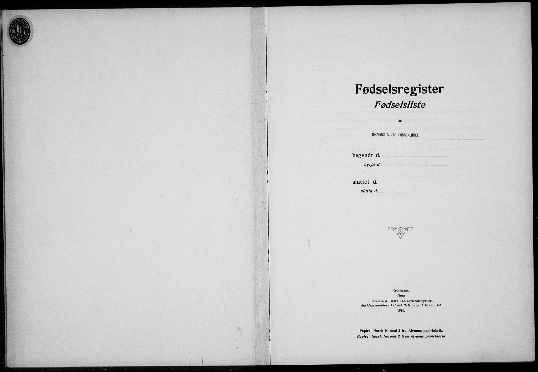 Rikshospitalet prestekontor Kirkebøker, SAO/A-10309b/J/L0004: Fødselsregister nr. 4, 1919-1919