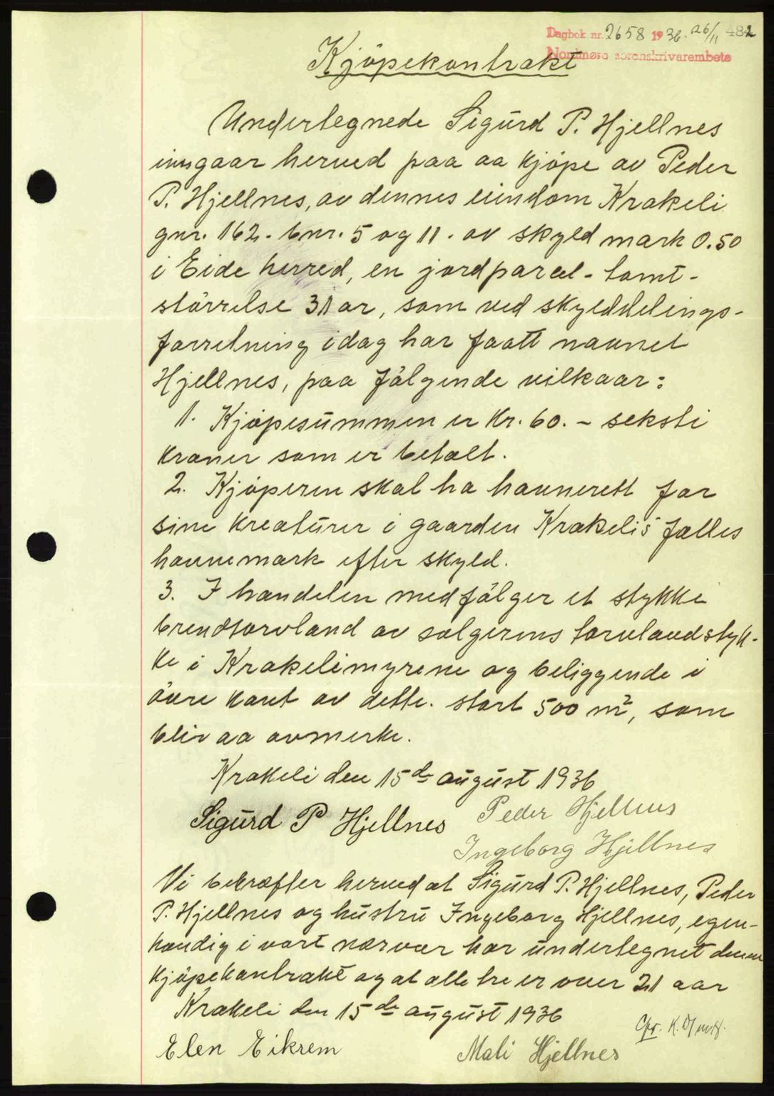 Nordmøre sorenskriveri, SAT/A-4132/1/2/2Ca: Pantebok nr. A80, 1936-1937, Dagboknr: 2658/1936