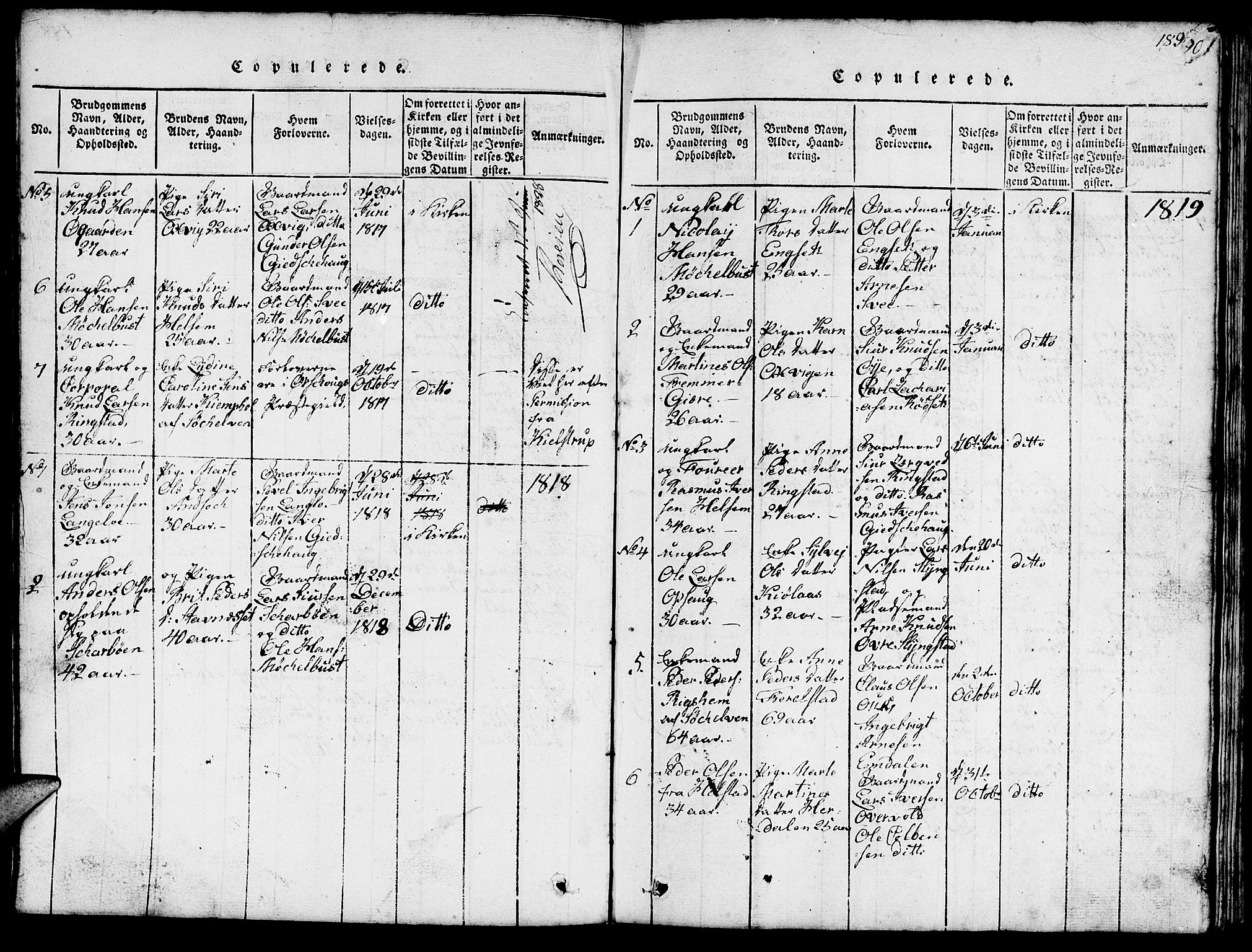 Ministerialprotokoller, klokkerbøker og fødselsregistre - Møre og Romsdal, SAT/A-1454/520/L0289: Klokkerbok nr. 520C01, 1817-1837, s. 189