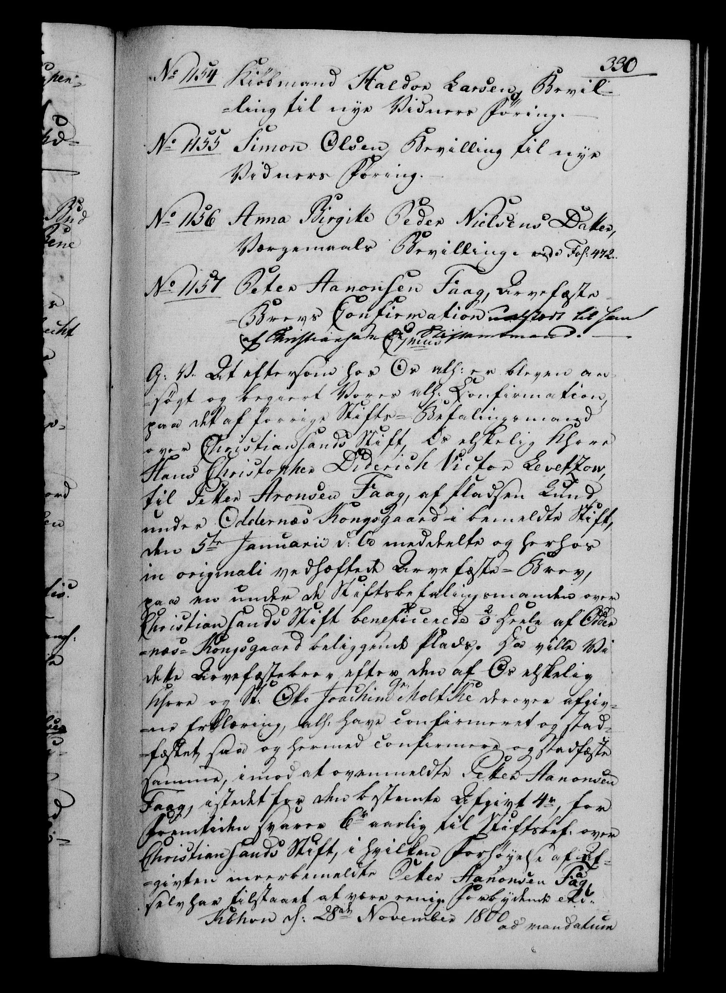 Danske Kanselli 1800-1814, RA/EA-3024/H/Hf/Hfb/Hfba/L0001: Registranter, 1800-1801, s. 330a