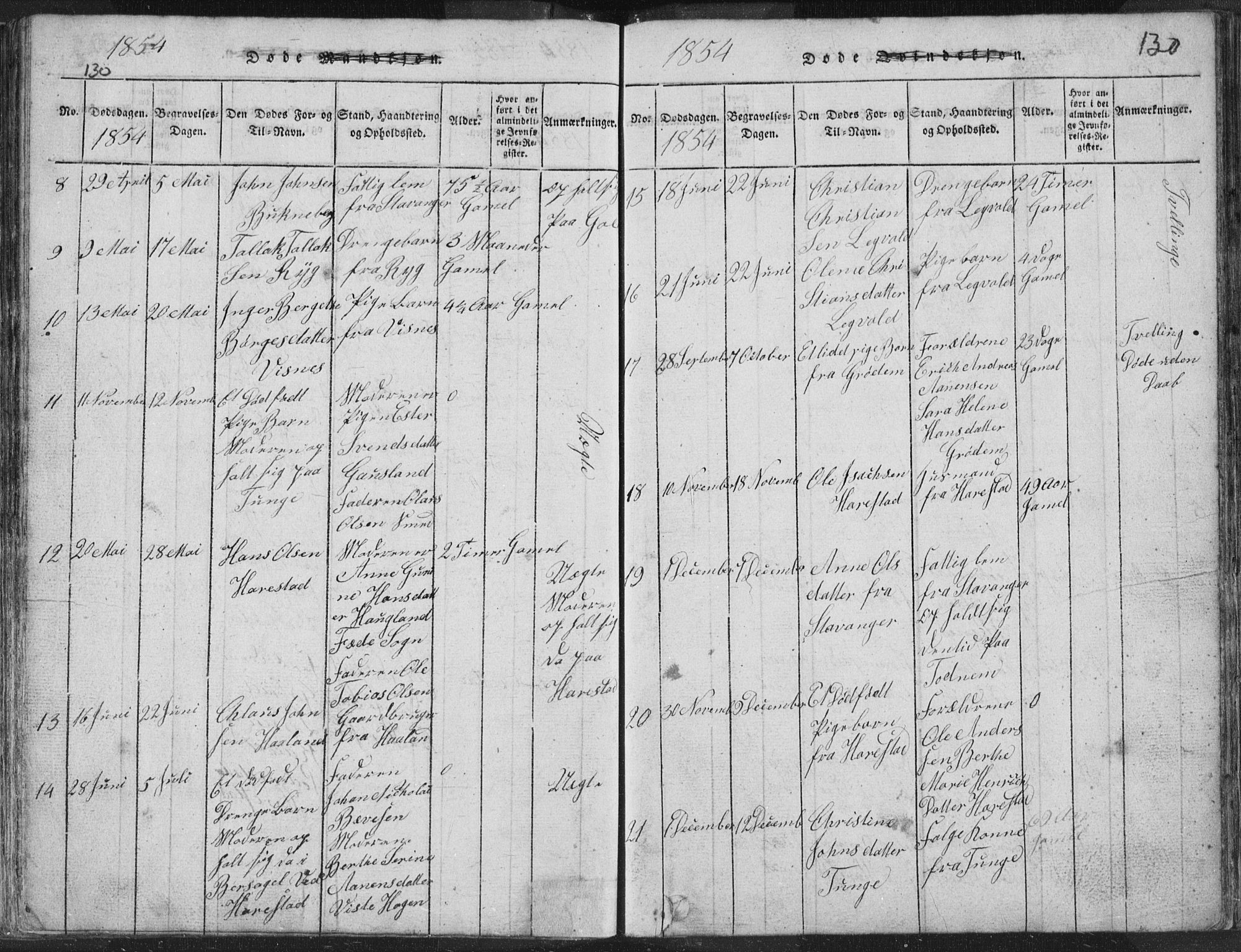 Hetland sokneprestkontor, AV/SAST-A-101826/30/30BA/L0001: Ministerialbok nr. A 1, 1816-1856, s. 130
