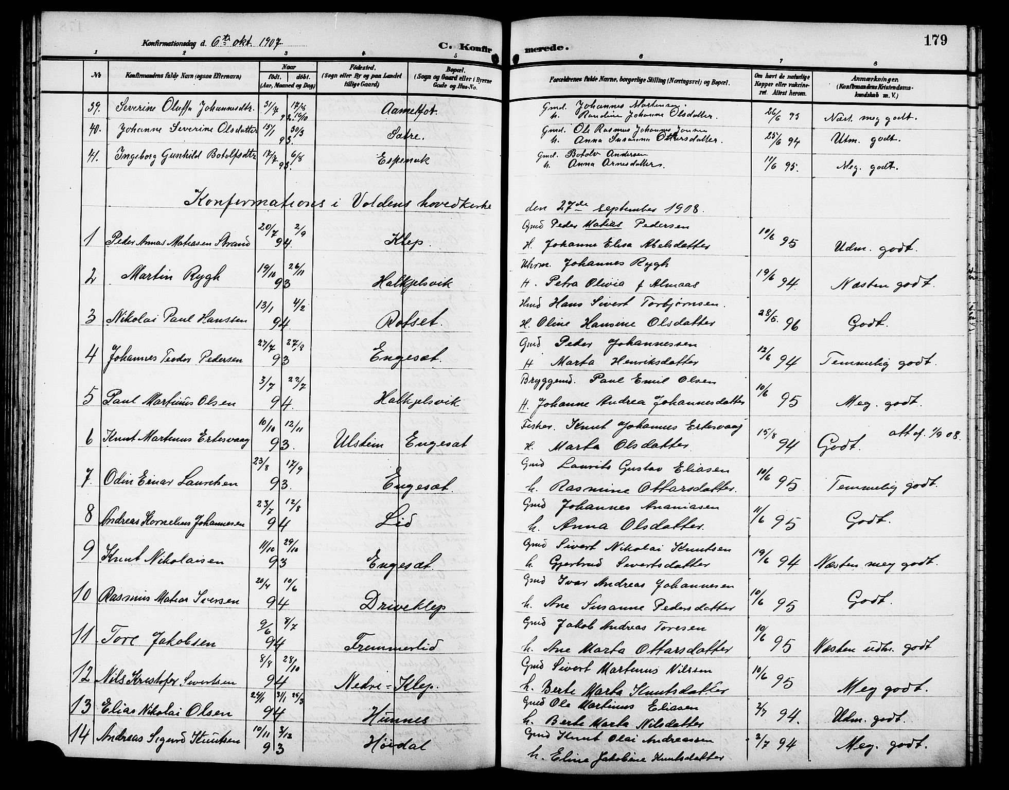 Ministerialprotokoller, klokkerbøker og fødselsregistre - Møre og Romsdal, SAT/A-1454/511/L0159: Klokkerbok nr. 511C05, 1902-1920, s. 179