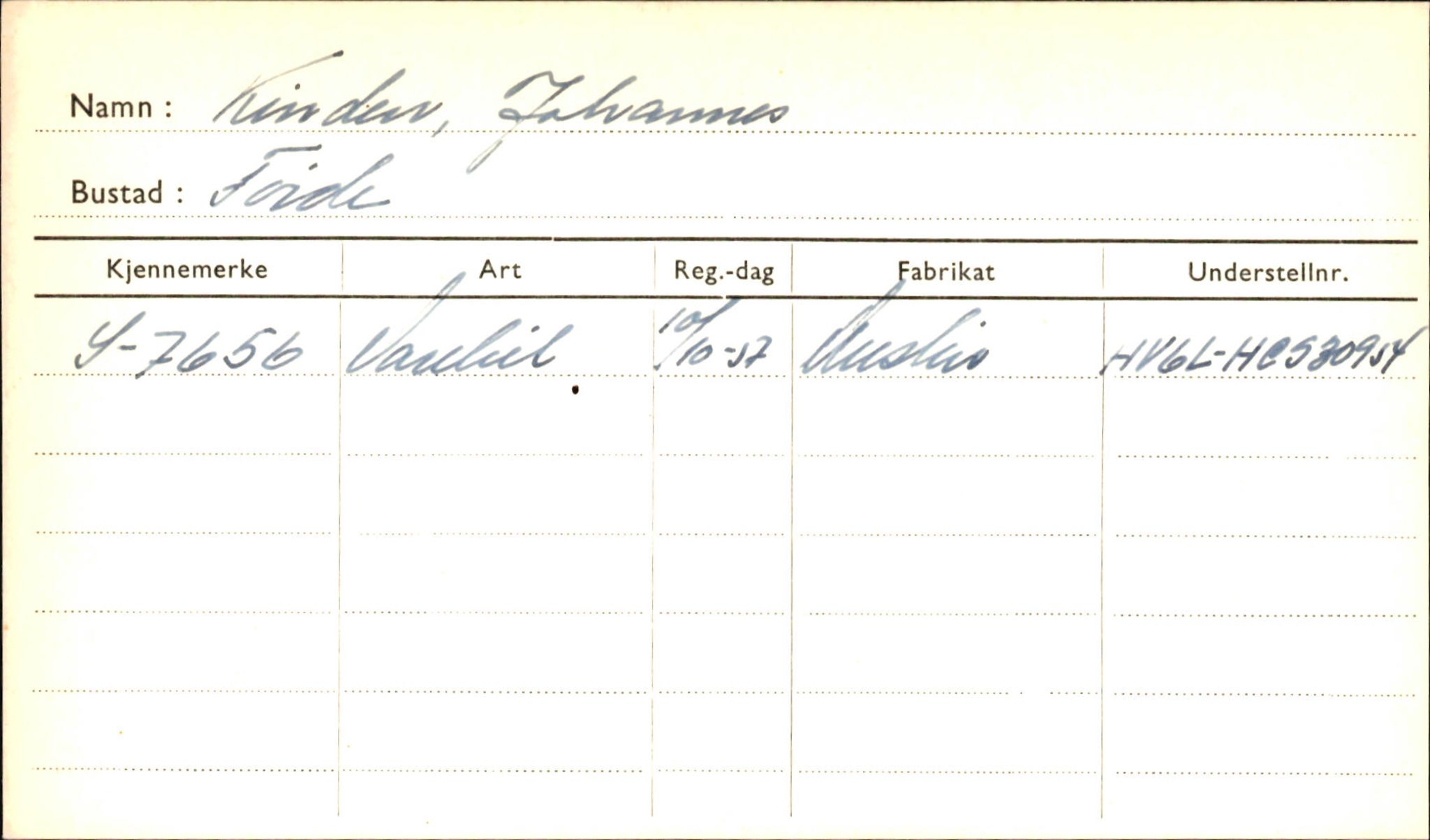 Statens vegvesen, Sogn og Fjordane vegkontor, AV/SAB-A-5301/4/F/L0001B: Eigarregister Fjordane til 1.6.1961, 1930-1961, s. 61