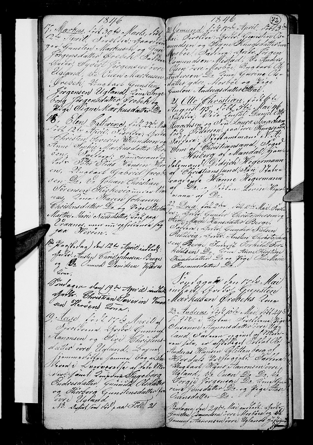 Oddernes sokneprestkontor, AV/SAK-1111-0033/F/Fb/Fba/L0004: Klokkerbok nr. B 4, 1837-1846, s. 72