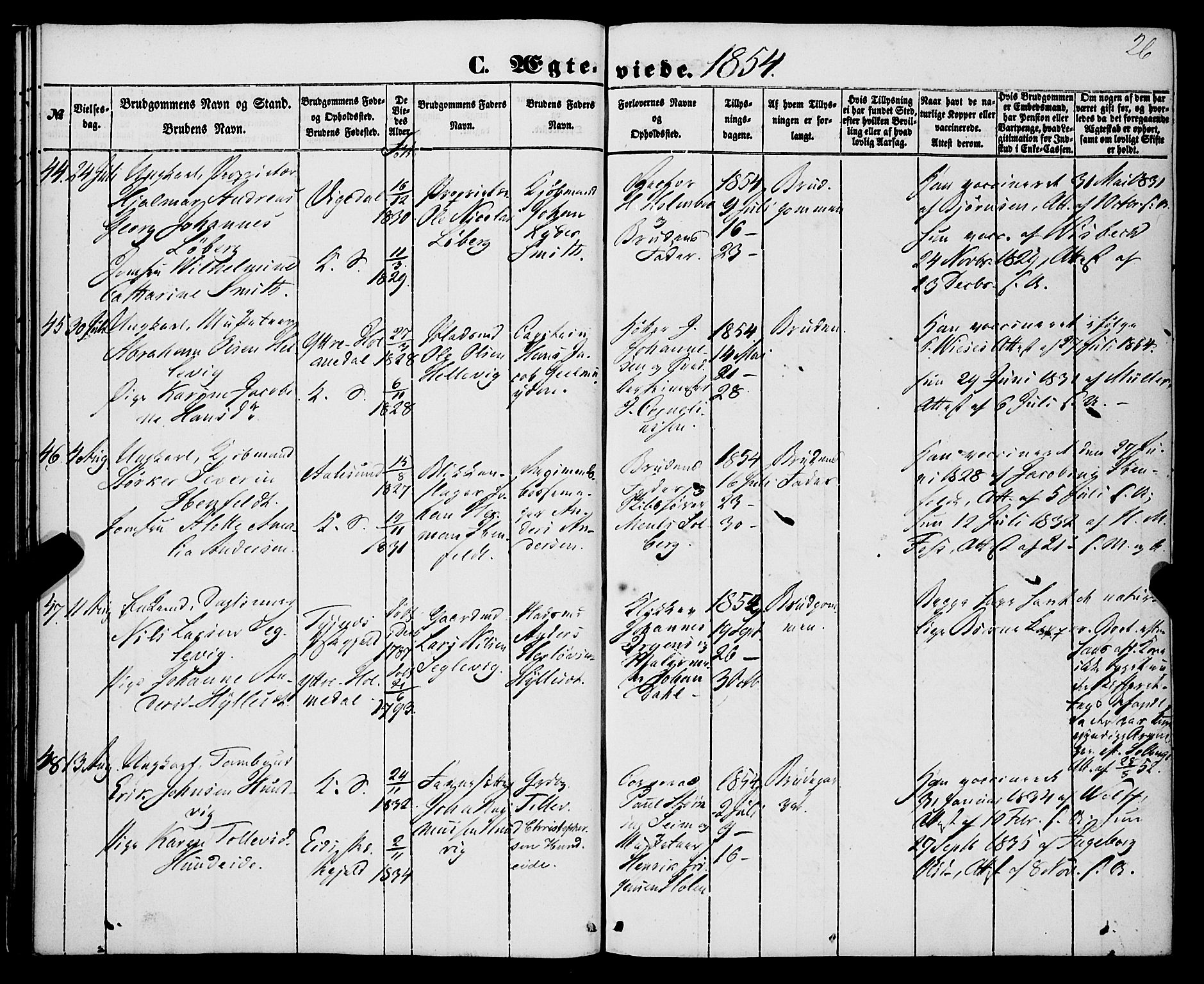 Korskirken sokneprestembete, AV/SAB-A-76101/H/Haa/L0035: Ministerialbok nr. D 2, 1852-1867, s. 26