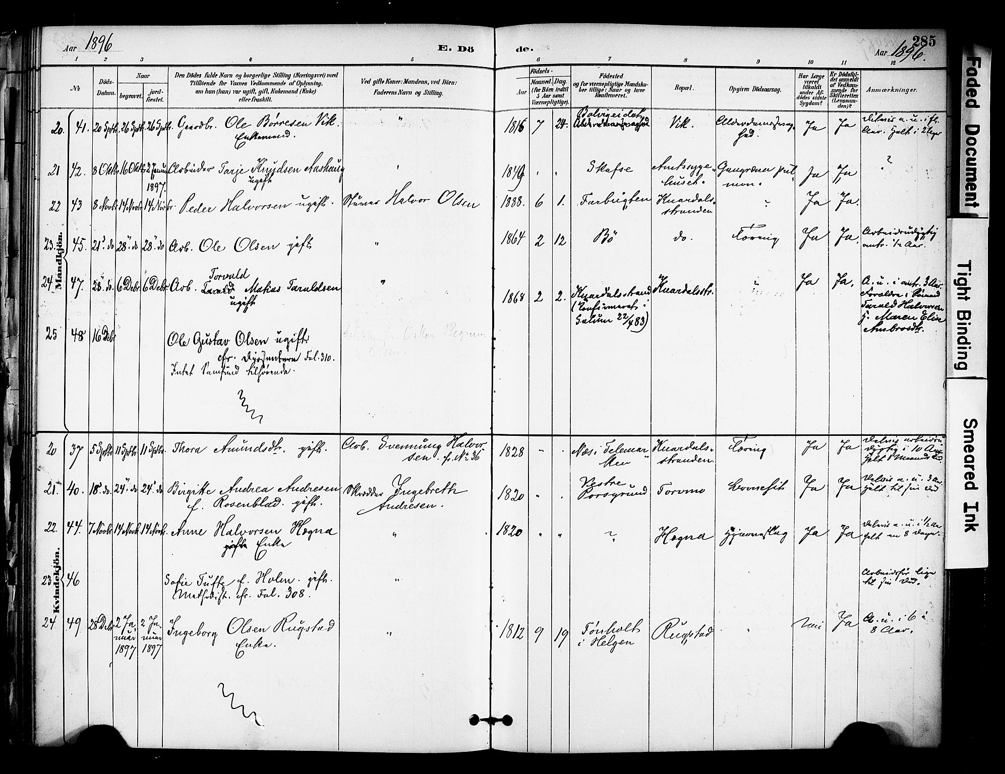 Solum kirkebøker, AV/SAKO-A-306/F/Fa/L0010: Ministerialbok nr. I 10, 1888-1898, s. 285