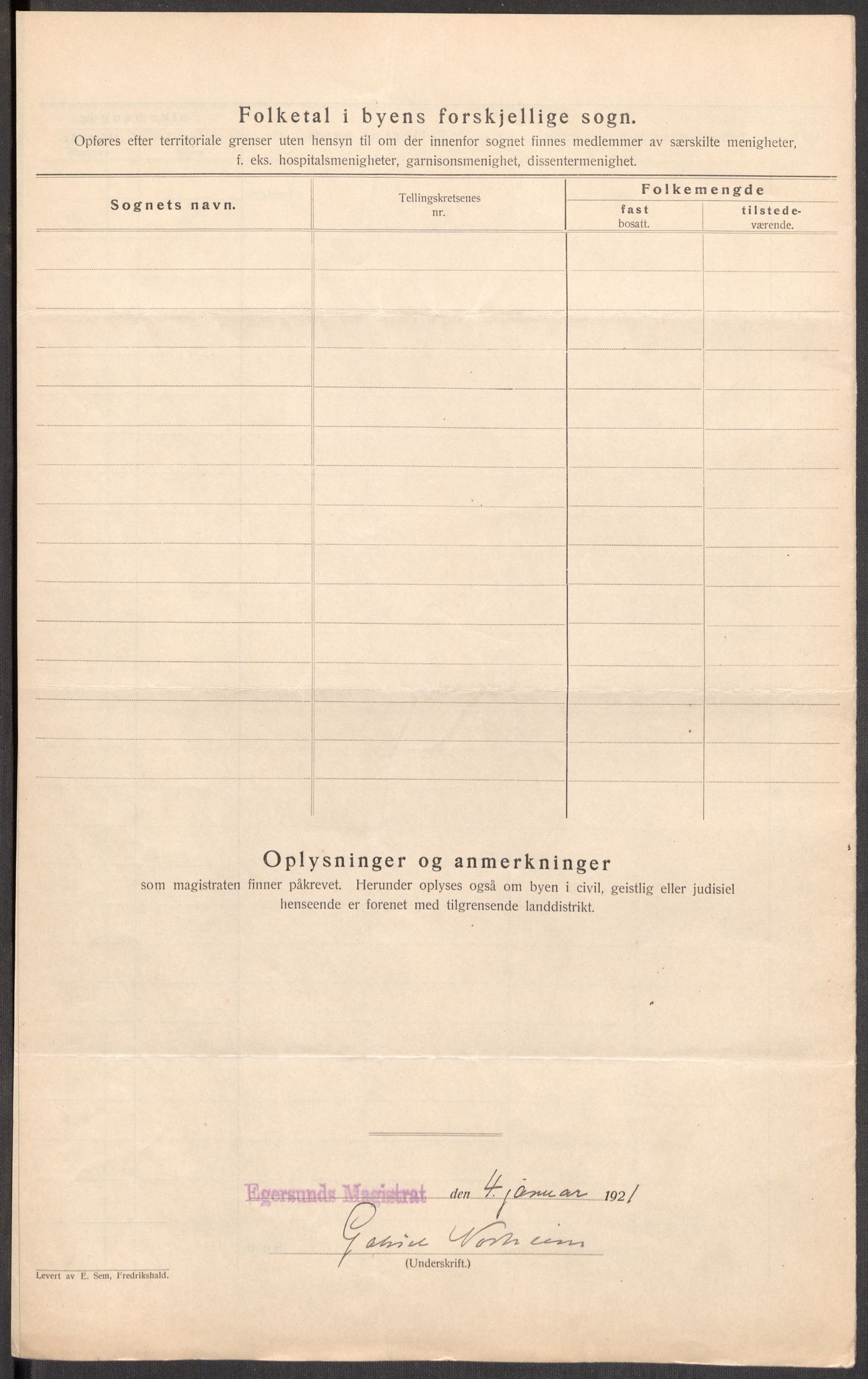 SAST, Folketelling 1920 for 1101 Egersund ladested, 1920, s. 6