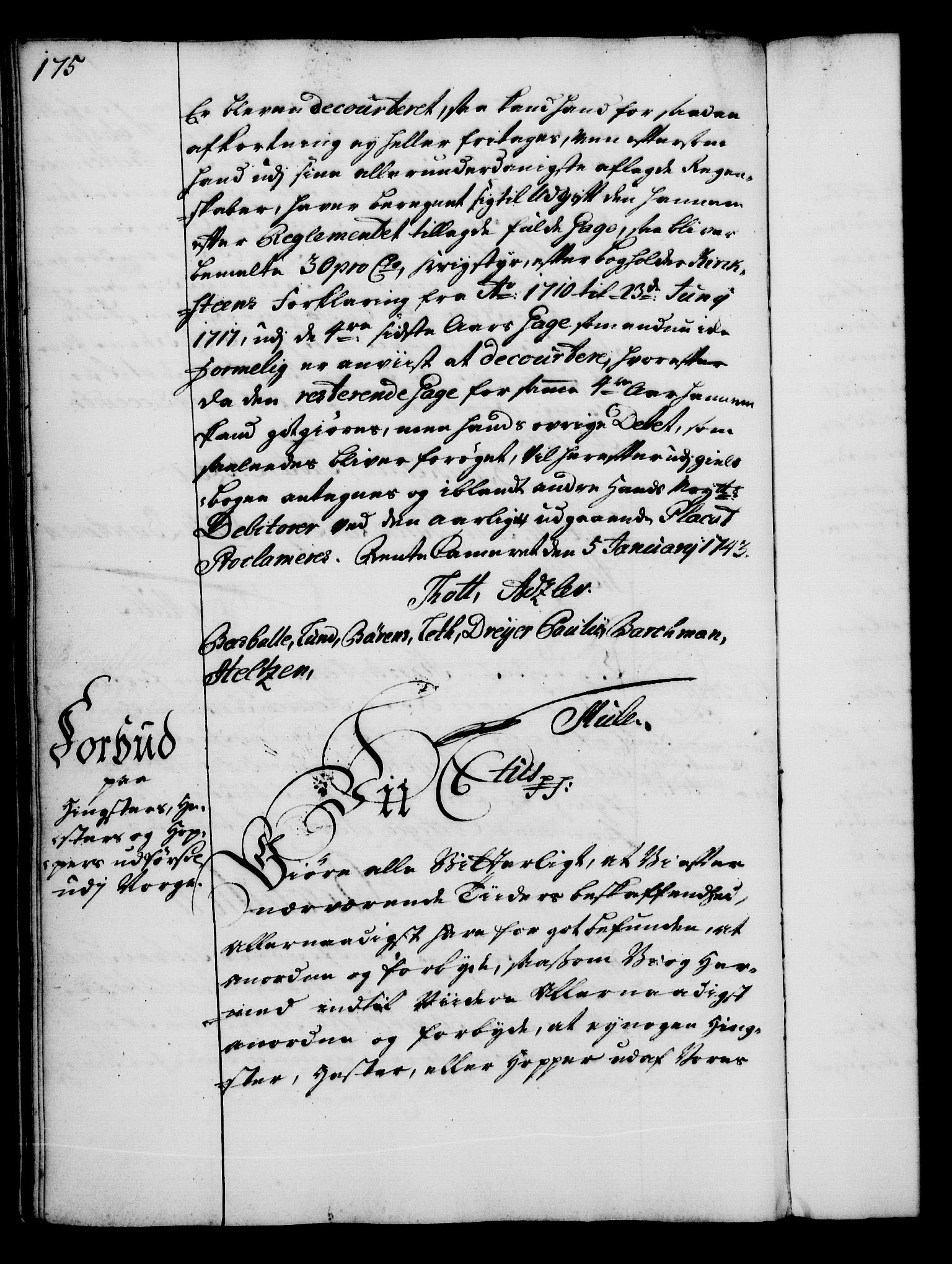 Rentekammeret, Kammerkanselliet, RA/EA-3111/G/Gg/Gga/L0005: Norsk ekspedisjonsprotokoll med register (merket RK 53.5), 1741-1749, s. 175