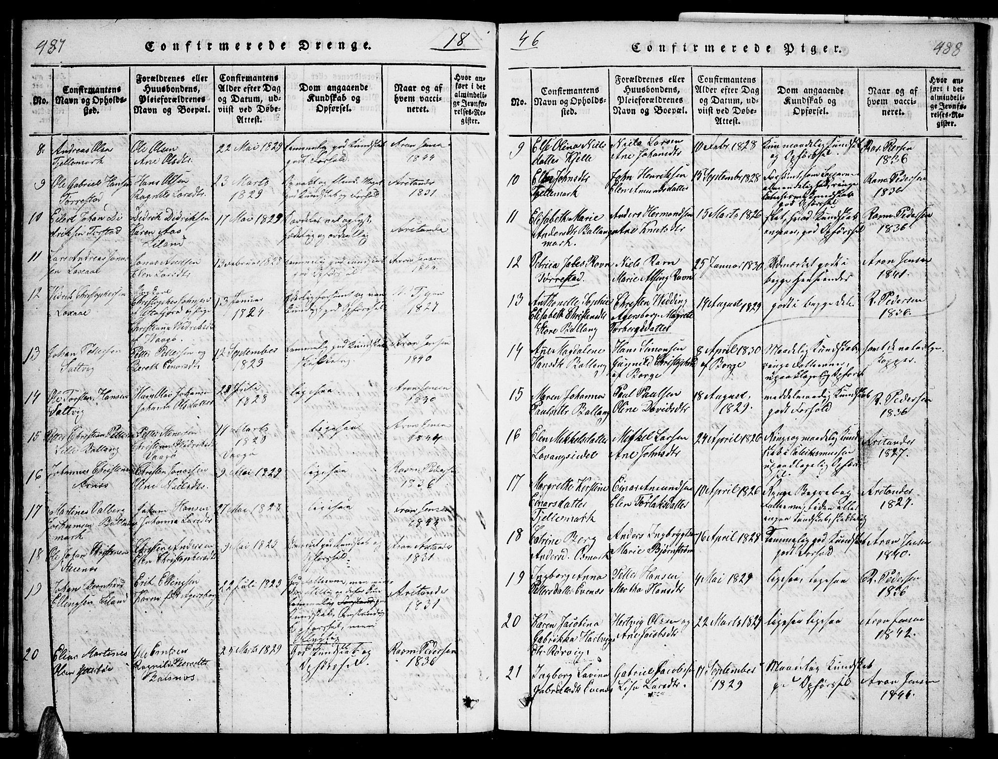 Ministerialprotokoller, klokkerbøker og fødselsregistre - Nordland, AV/SAT-A-1459/863/L0911: Klokkerbok nr. 863C01, 1821-1858, s. 487-488