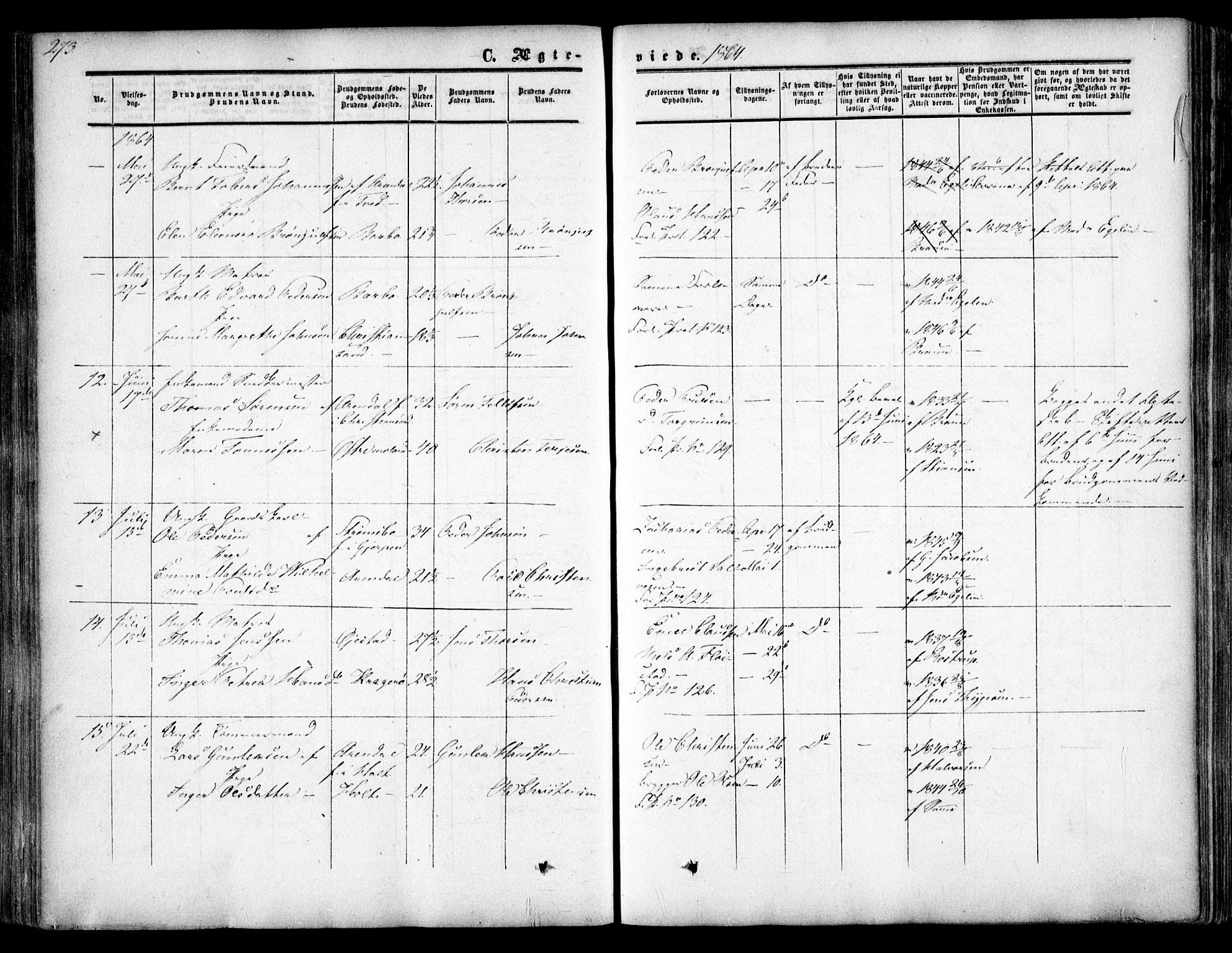 Arendal sokneprestkontor, Trefoldighet, AV/SAK-1111-0040/F/Fa/L0006: Ministerialbok nr. A 6, 1855-1868, s. 273
