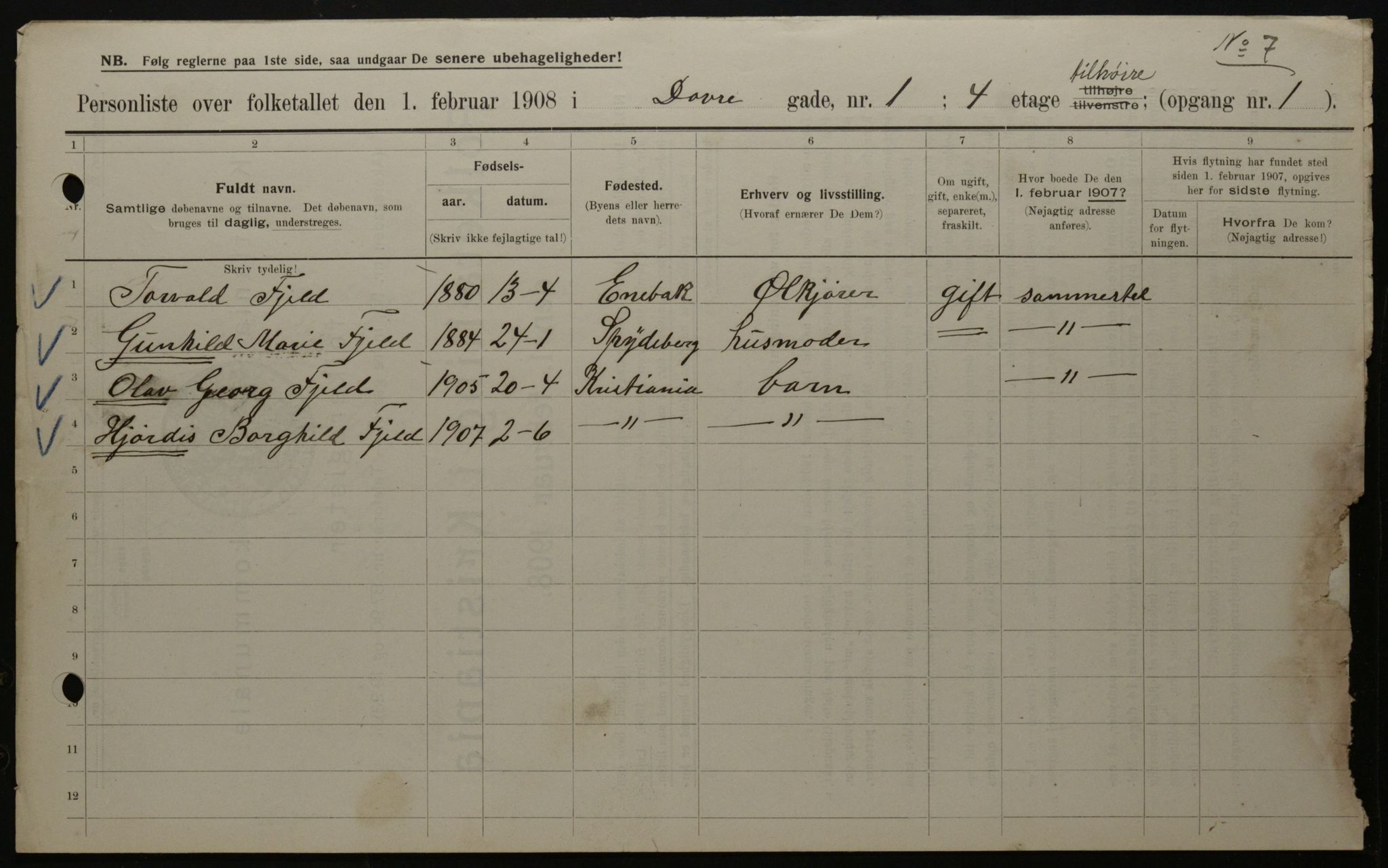 OBA, Kommunal folketelling 1.2.1908 for Kristiania kjøpstad, 1908, s. 14929