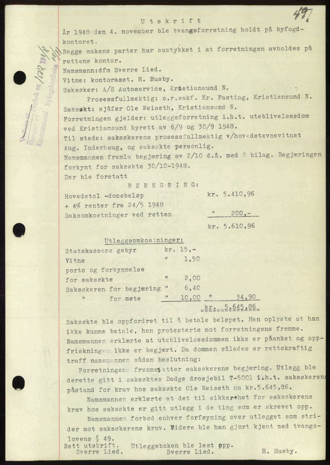 Kristiansund byfogd, AV/SAT-A-4587/A/27: Pantebok nr. 44, 1947-1948, Dagboknr: 1582/1948