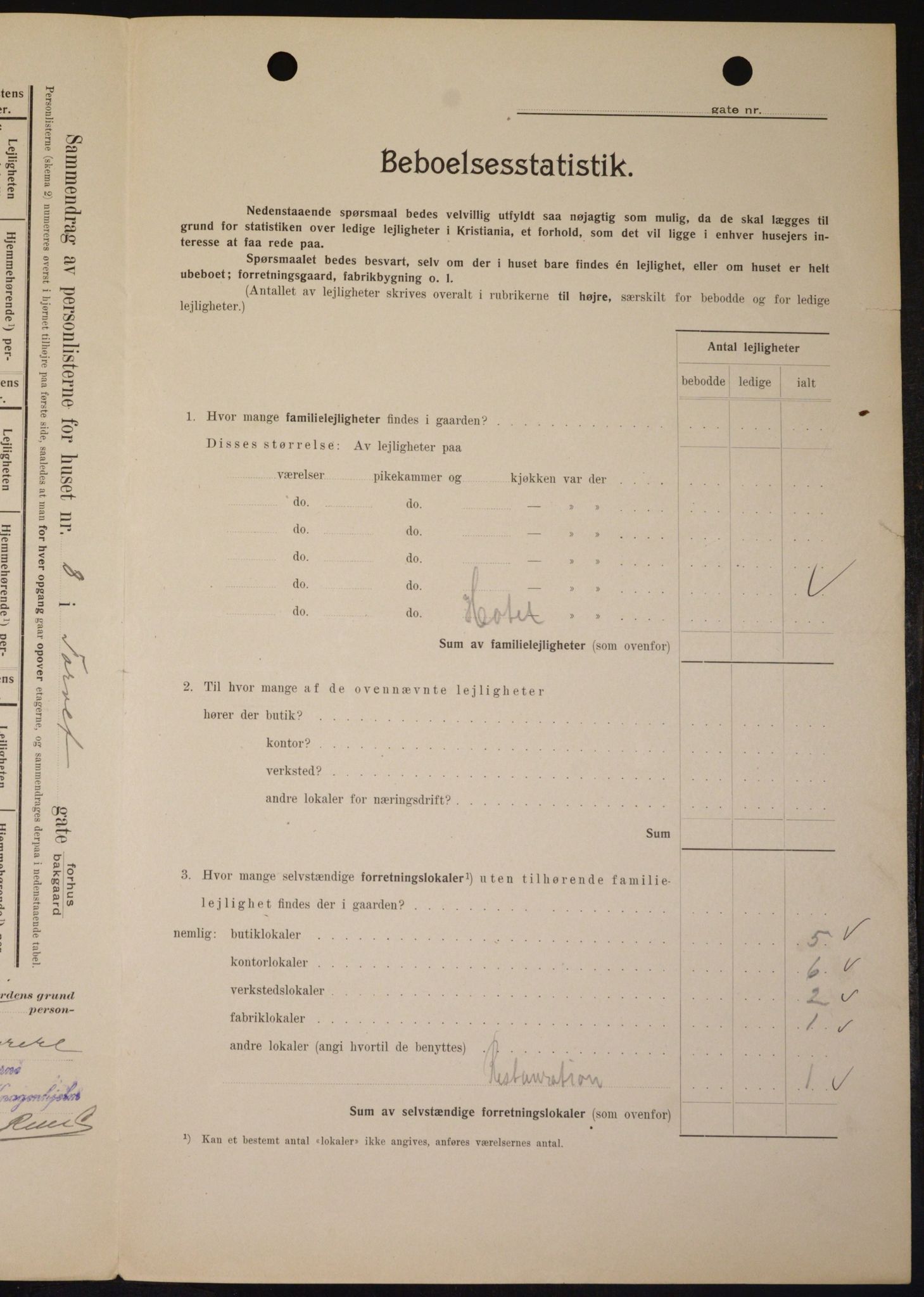 OBA, Kommunal folketelling 1.2.1909 for Kristiania kjøpstad, 1909, s. 93705