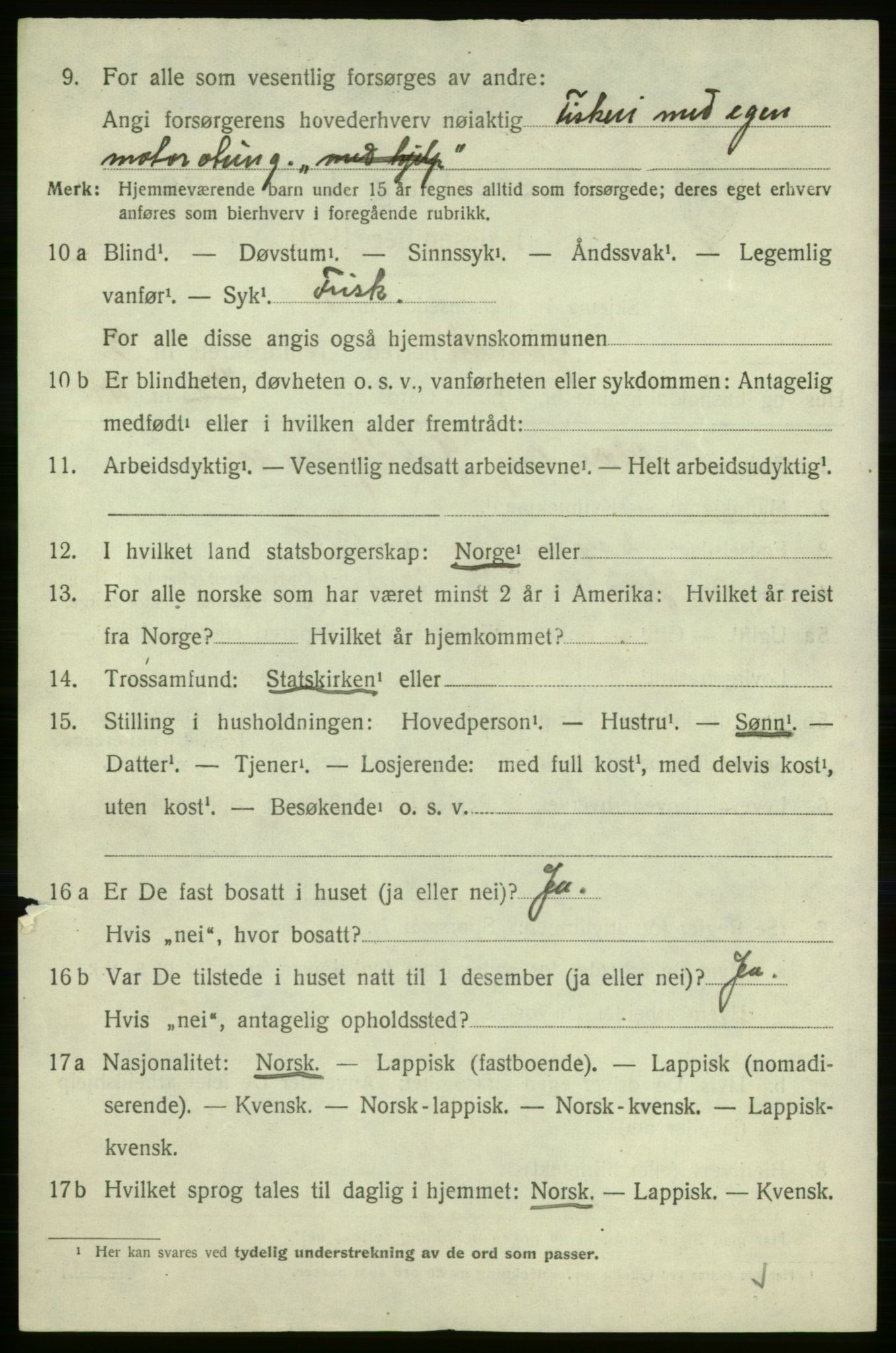 SATØ, Folketelling 1920 for 2023 Gamvik herred, 1920, s. 2973