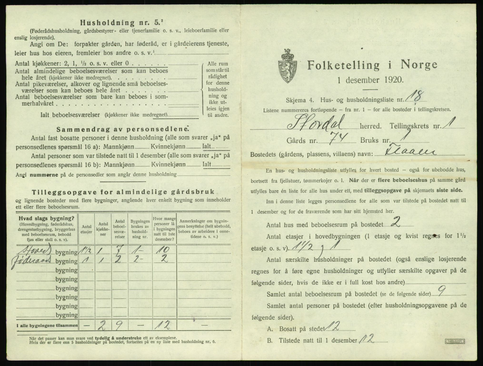 SAT, Folketelling 1920 for 1526 Stordal herred, 1920, s. 70