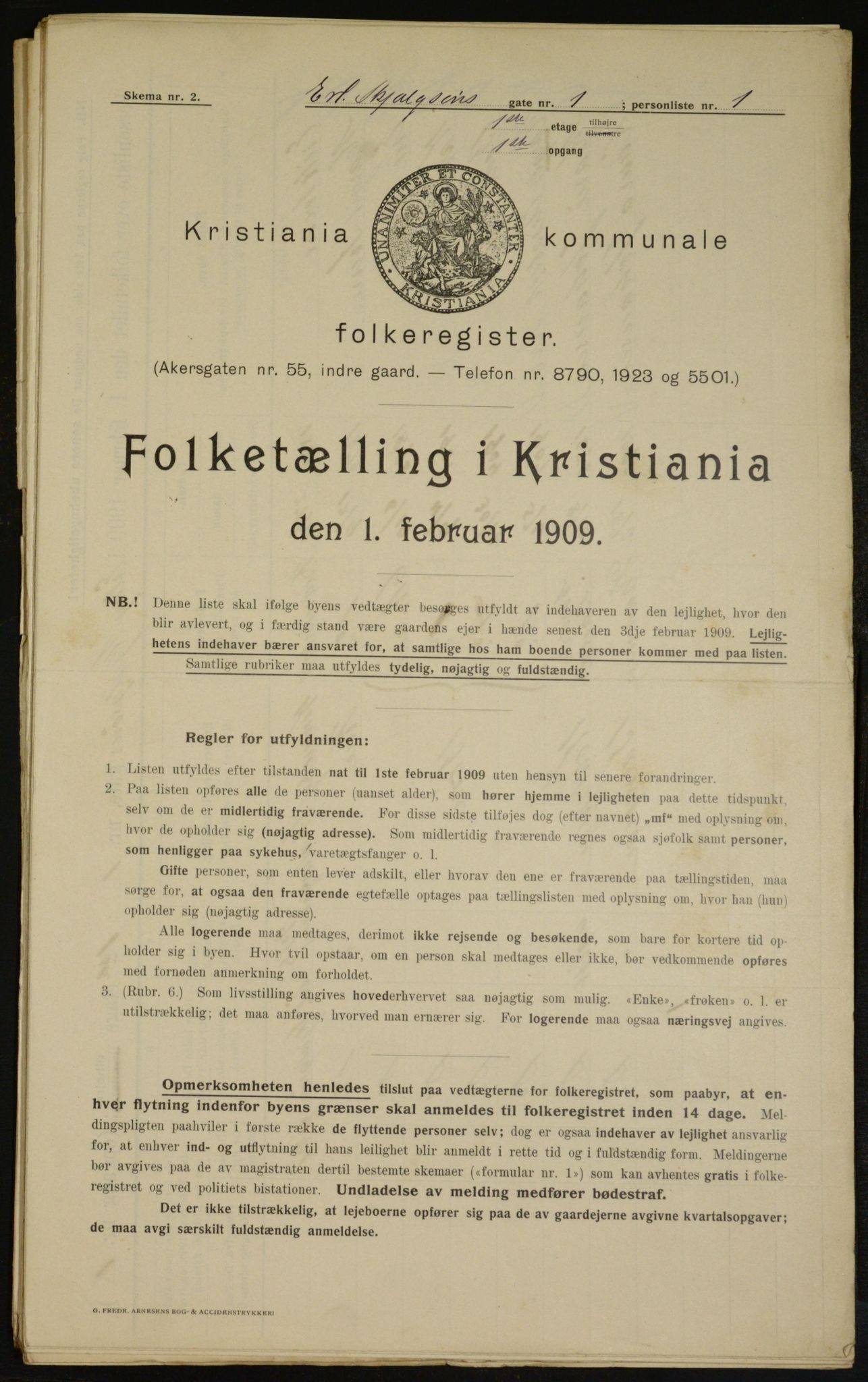 OBA, Kommunal folketelling 1.2.1909 for Kristiania kjøpstad, 1909, s. 19865