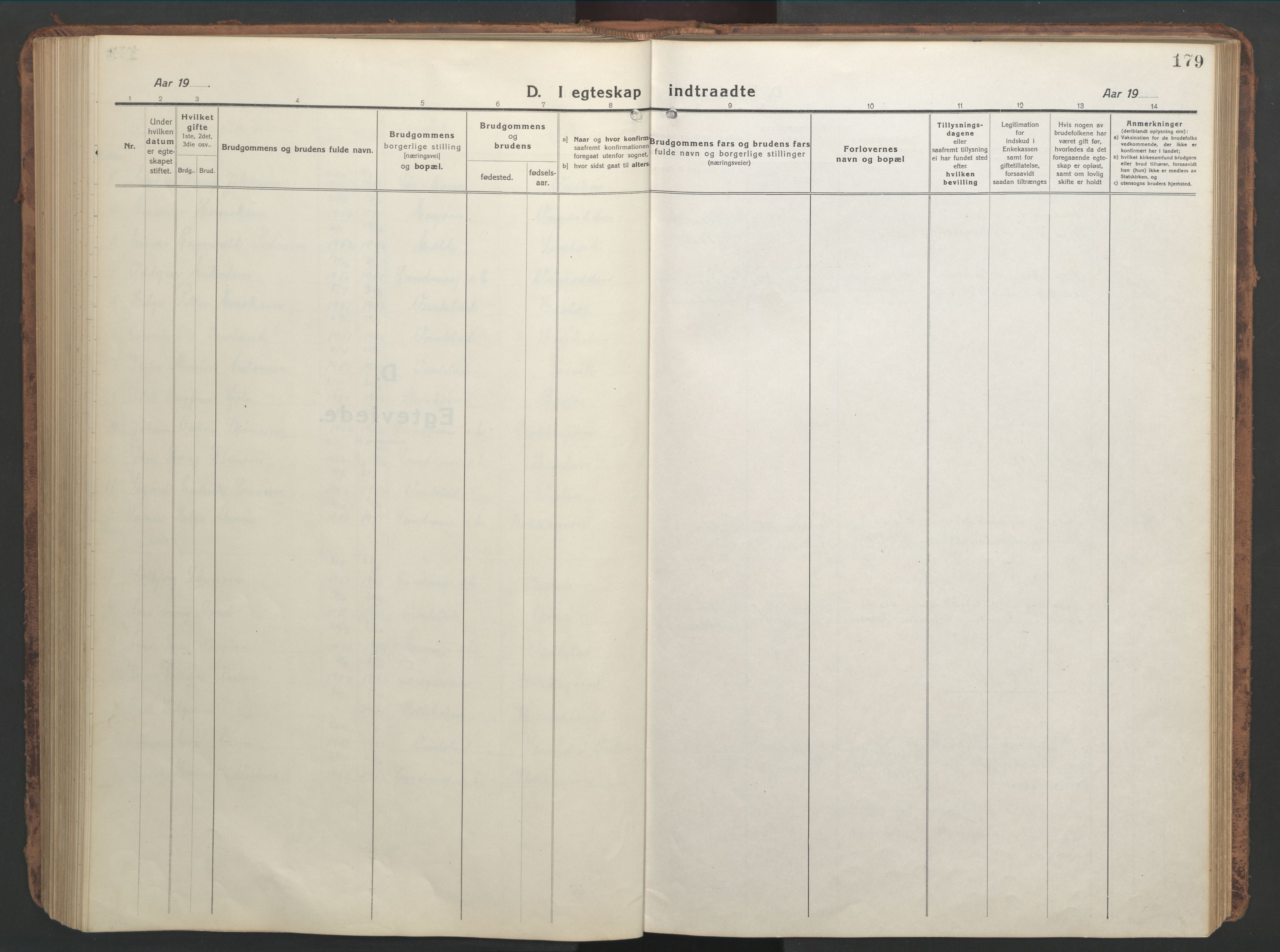 Ministerialprotokoller, klokkerbøker og fødselsregistre - Nordland, SAT/A-1459/819/L0278: Klokkerbok nr. 819C04, 1917-1967, s. 179