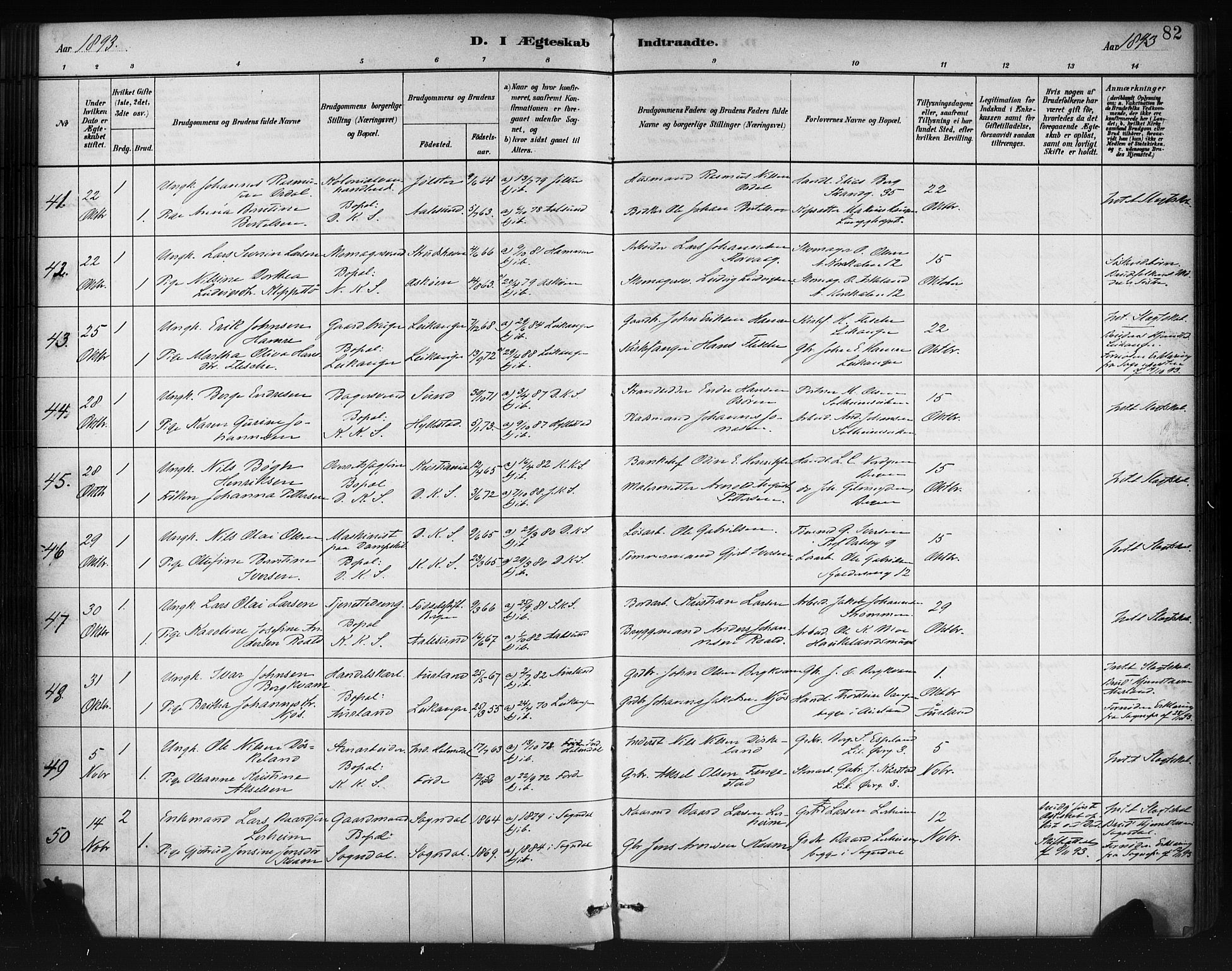 Korskirken sokneprestembete, AV/SAB-A-76101/H/Haa/L0037: Ministerialbok nr. D 4, 1883-1904, s. 82