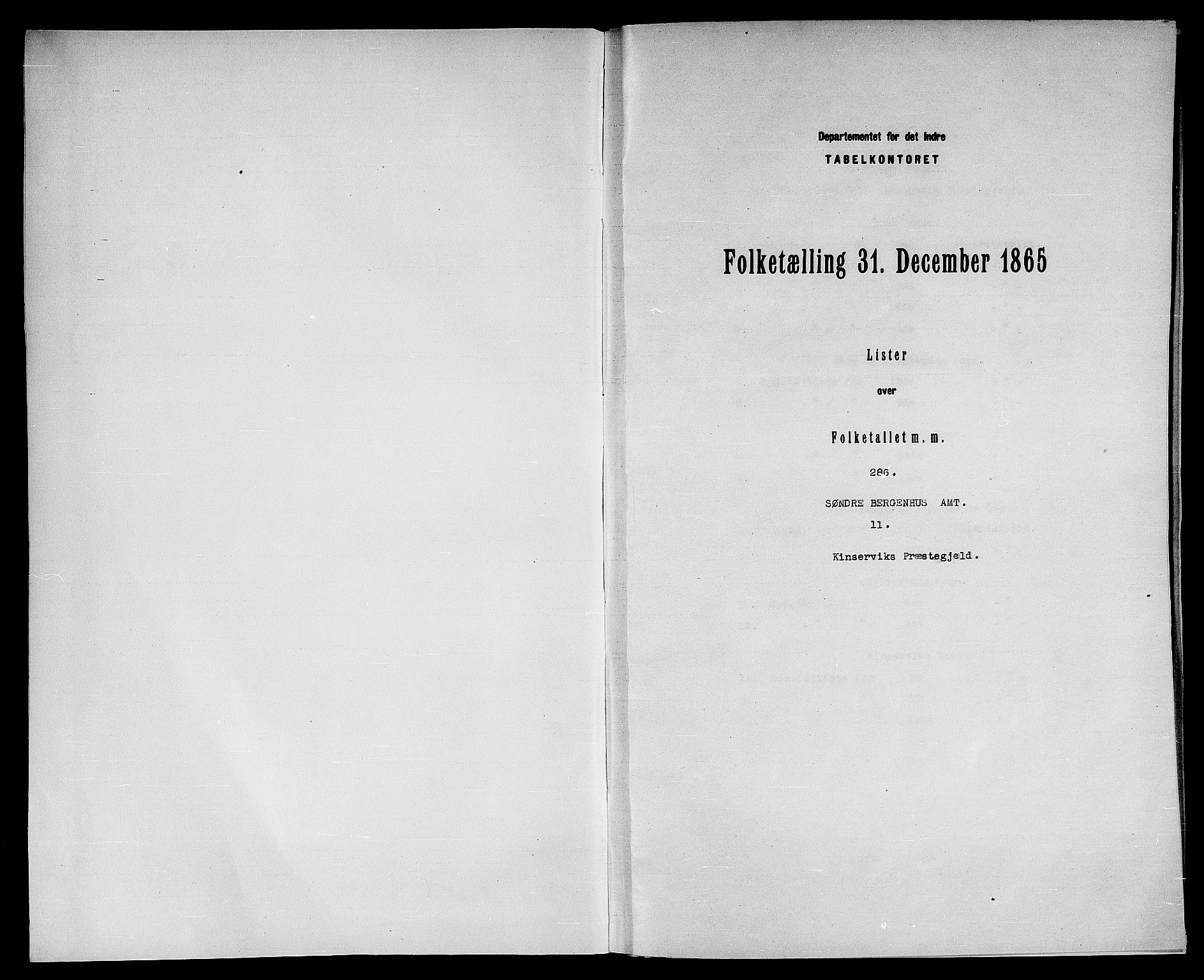 RA, Folketelling 1865 for 1230P Kinsarvik prestegjeld, 1865, s. 3