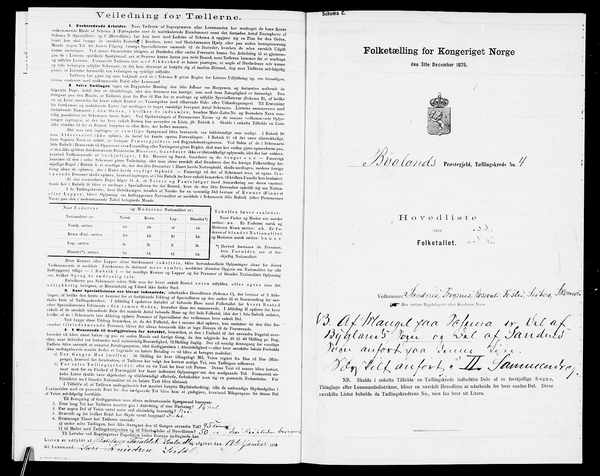 SAK, Folketelling 1875 for 0938P Bygland prestegjeld, 1875, s. 24