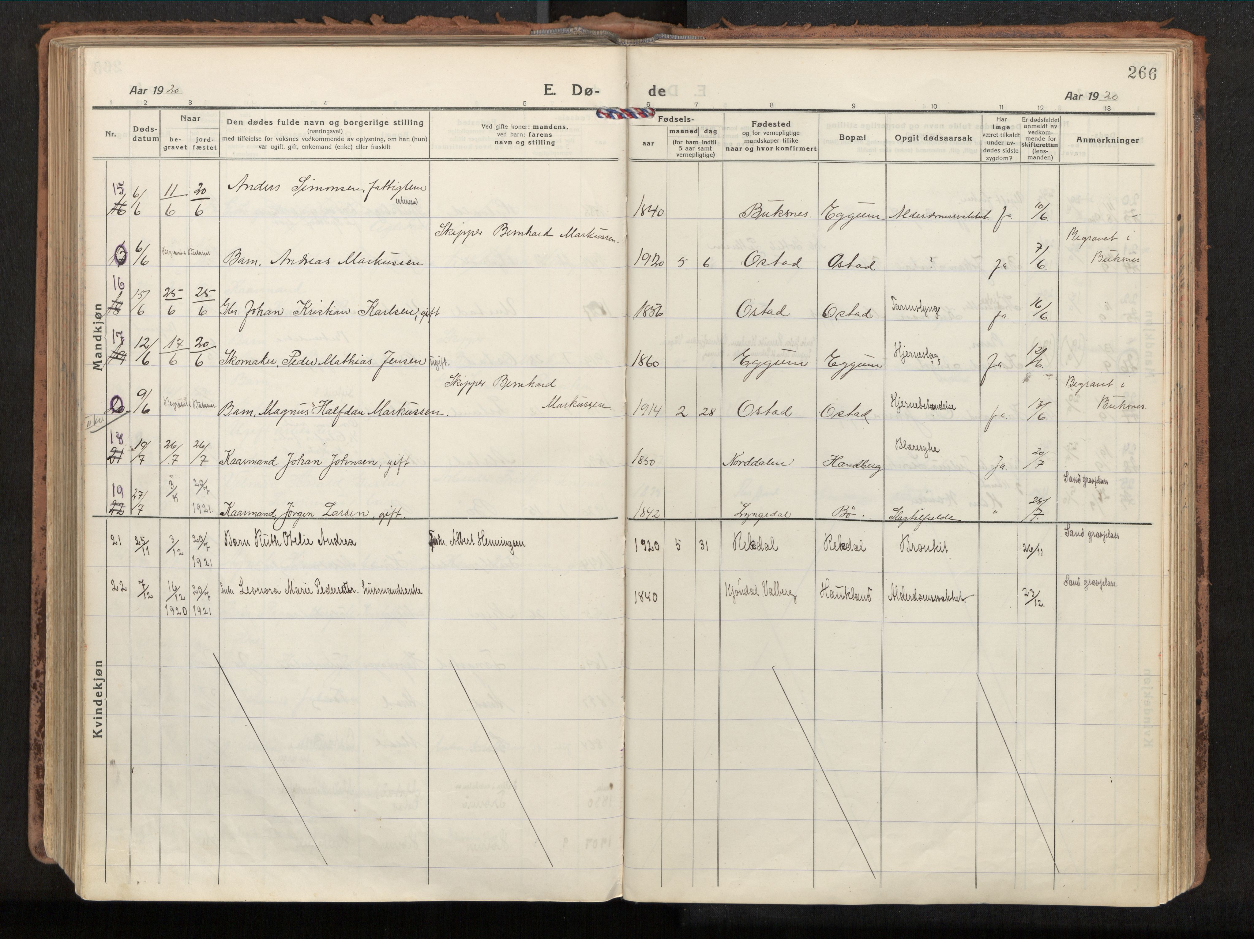 Ministerialprotokoller, klokkerbøker og fødselsregistre - Nordland, AV/SAT-A-1459/880/L1136: Ministerialbok nr. 880A10, 1919-1927, s. 266