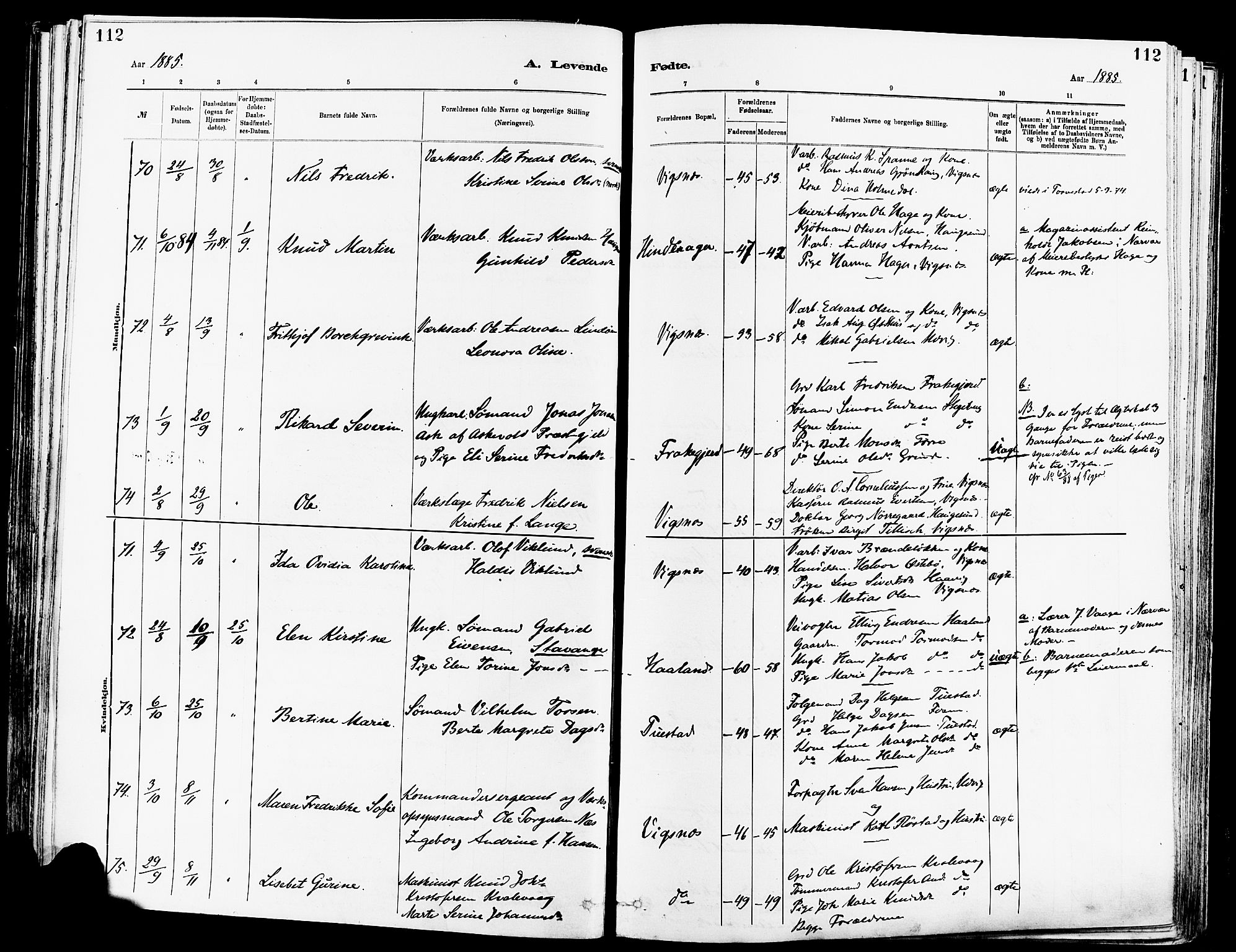 Avaldsnes sokneprestkontor, SAST/A -101851/H/Ha/Haa/L0014: Ministerialbok nr. A 14, 1880-1889, s. 112