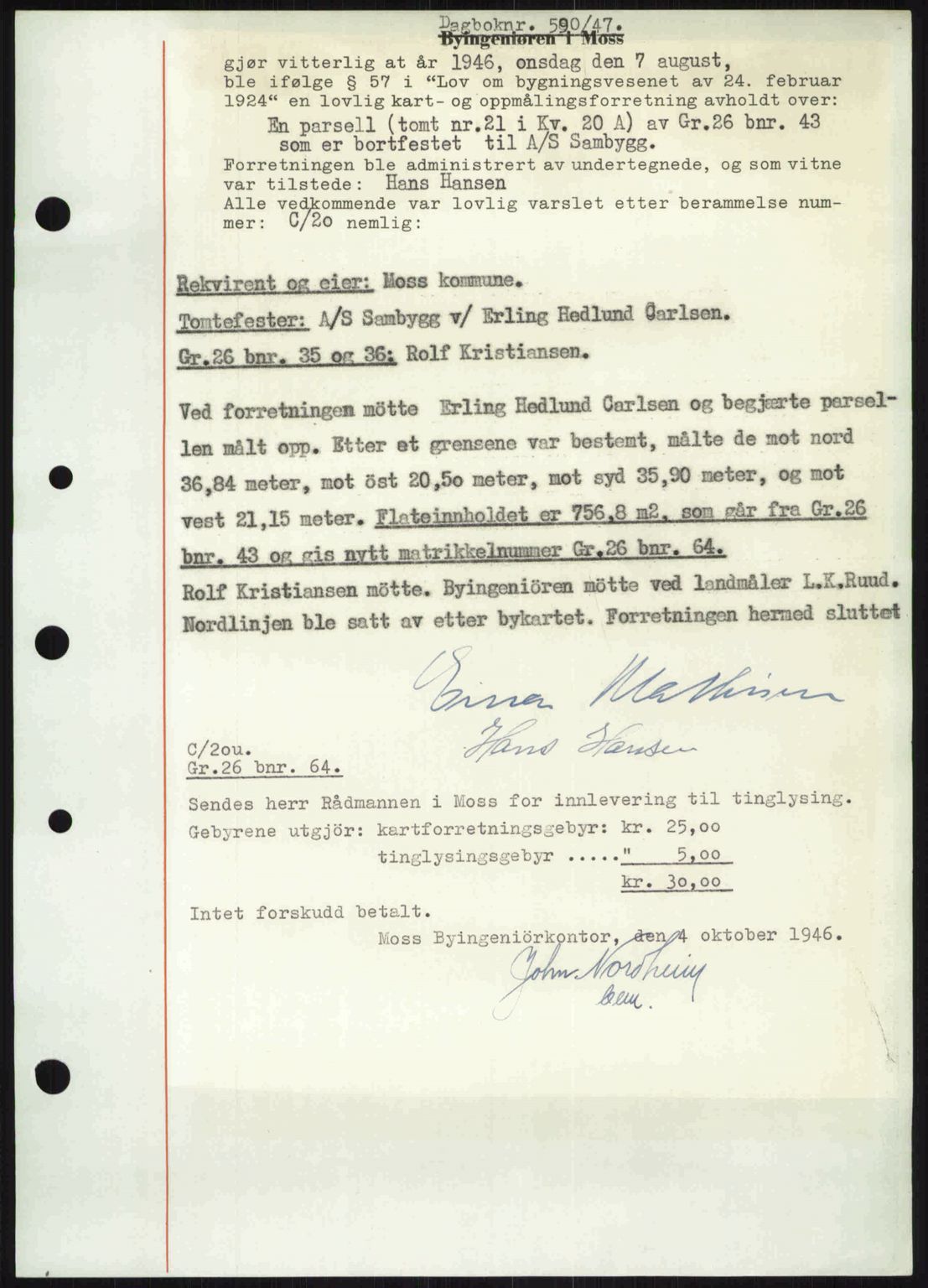 Moss sorenskriveri, SAO/A-10168: Pantebok nr. A17, 1947-1947, Dagboknr: 590/1947