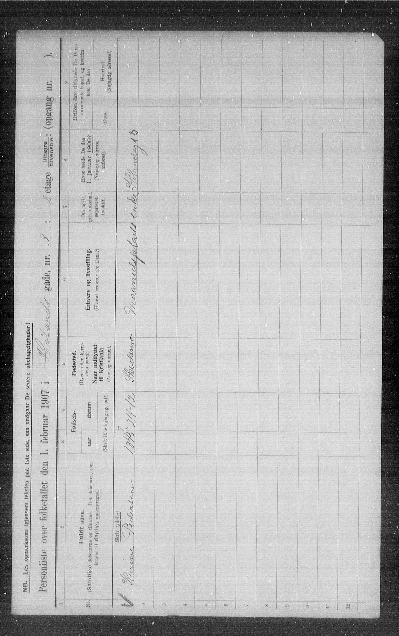 OBA, Kommunal folketelling 1.2.1907 for Kristiania kjøpstad, 1907, s. 21715