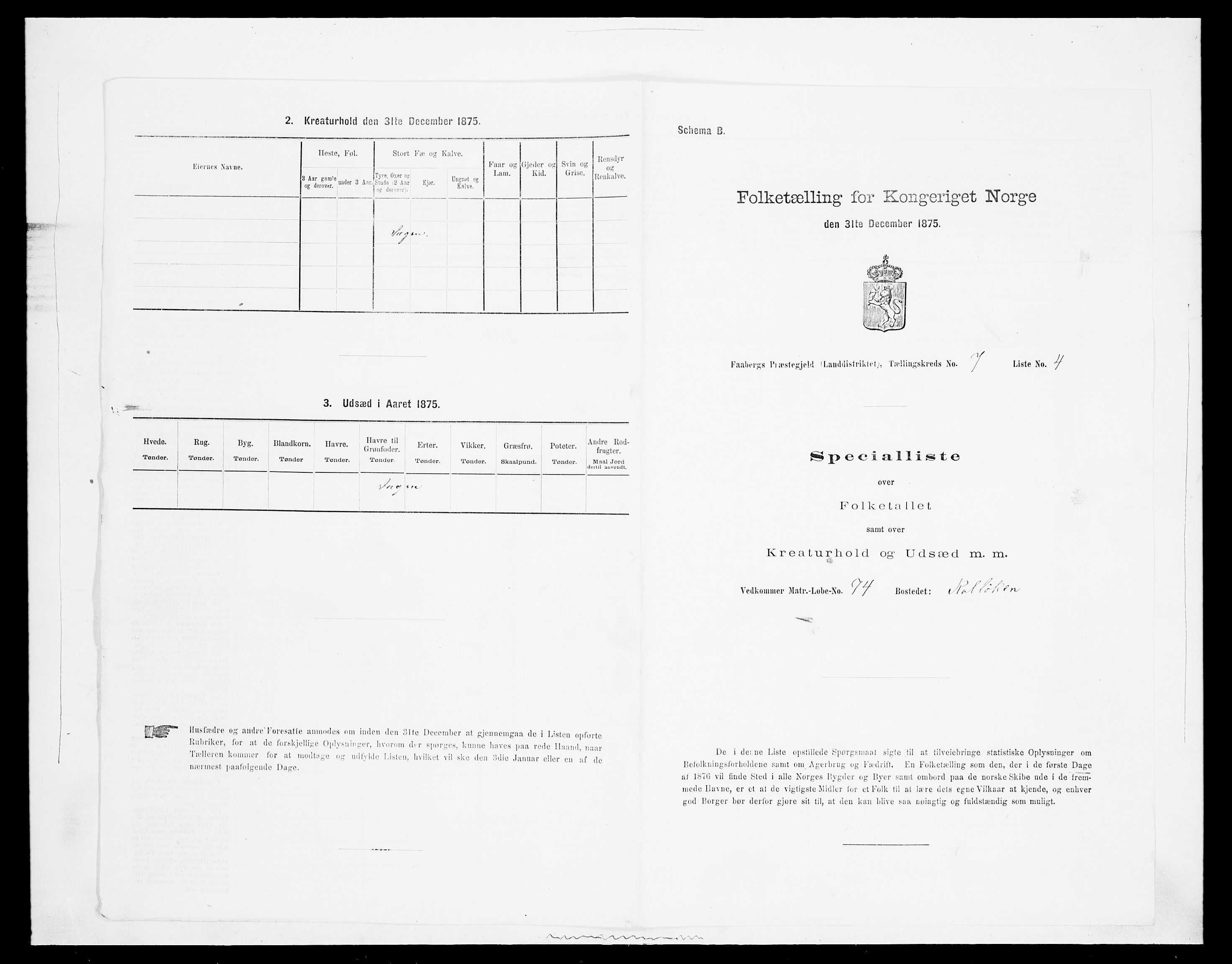 SAH, Folketelling 1875 for 0524L Fåberg prestegjeld, Fåberg sokn og Lillehammer landsokn, 1875, s. 840