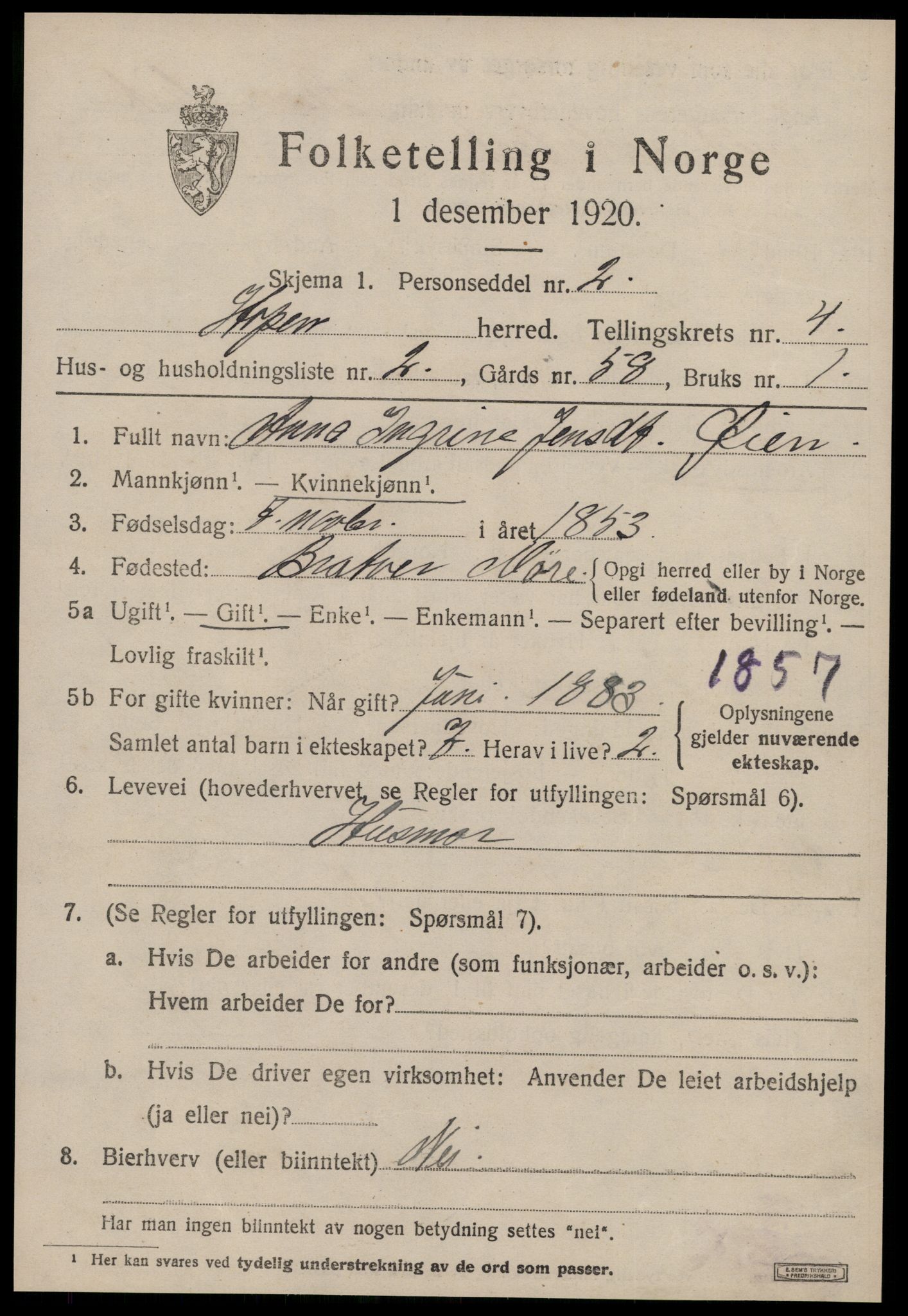 SAT, Folketelling 1920 for 1575 Hopen herred, 1920, s. 2008