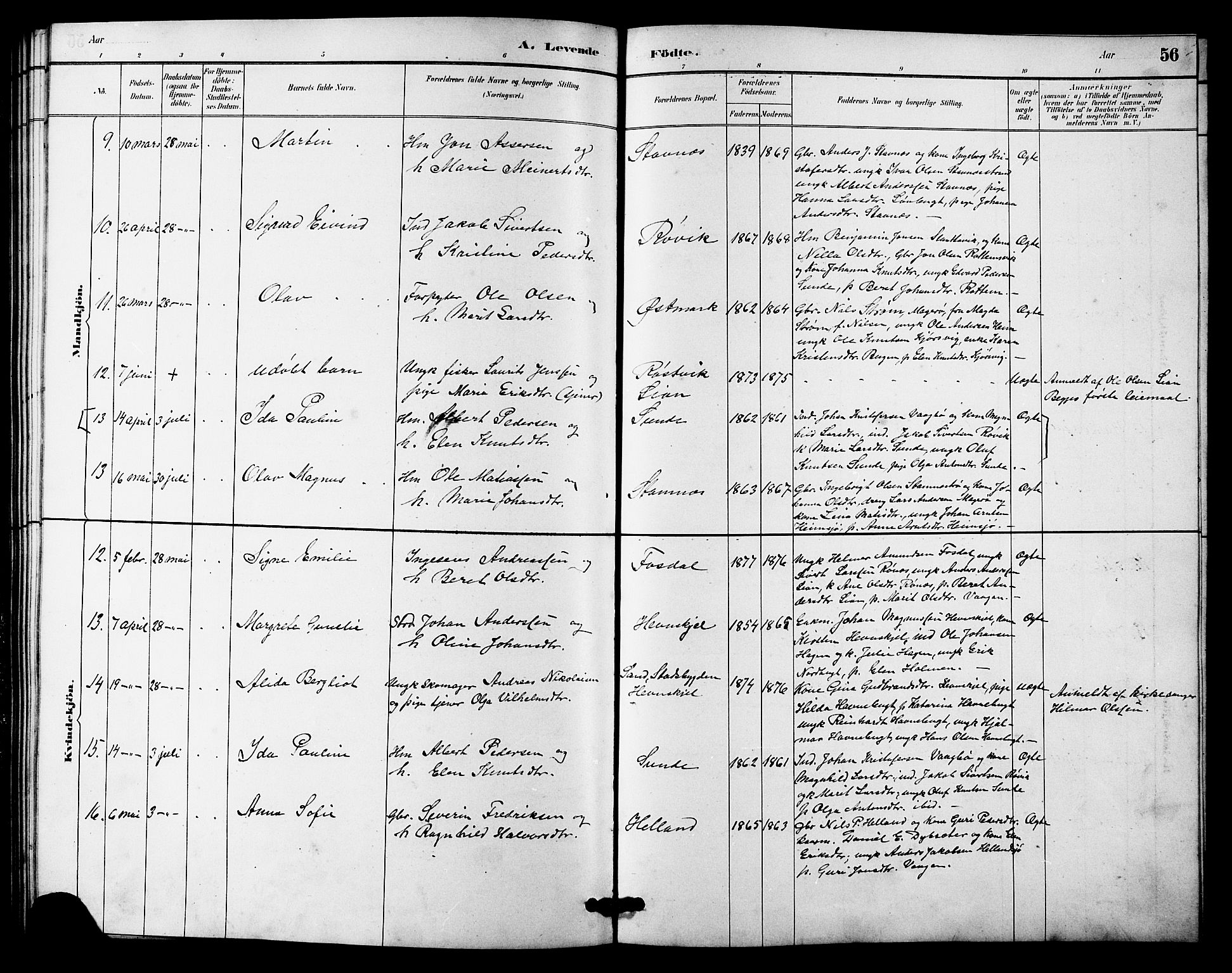 Ministerialprotokoller, klokkerbøker og fødselsregistre - Sør-Trøndelag, SAT/A-1456/633/L0519: Klokkerbok nr. 633C01, 1884-1905, s. 56