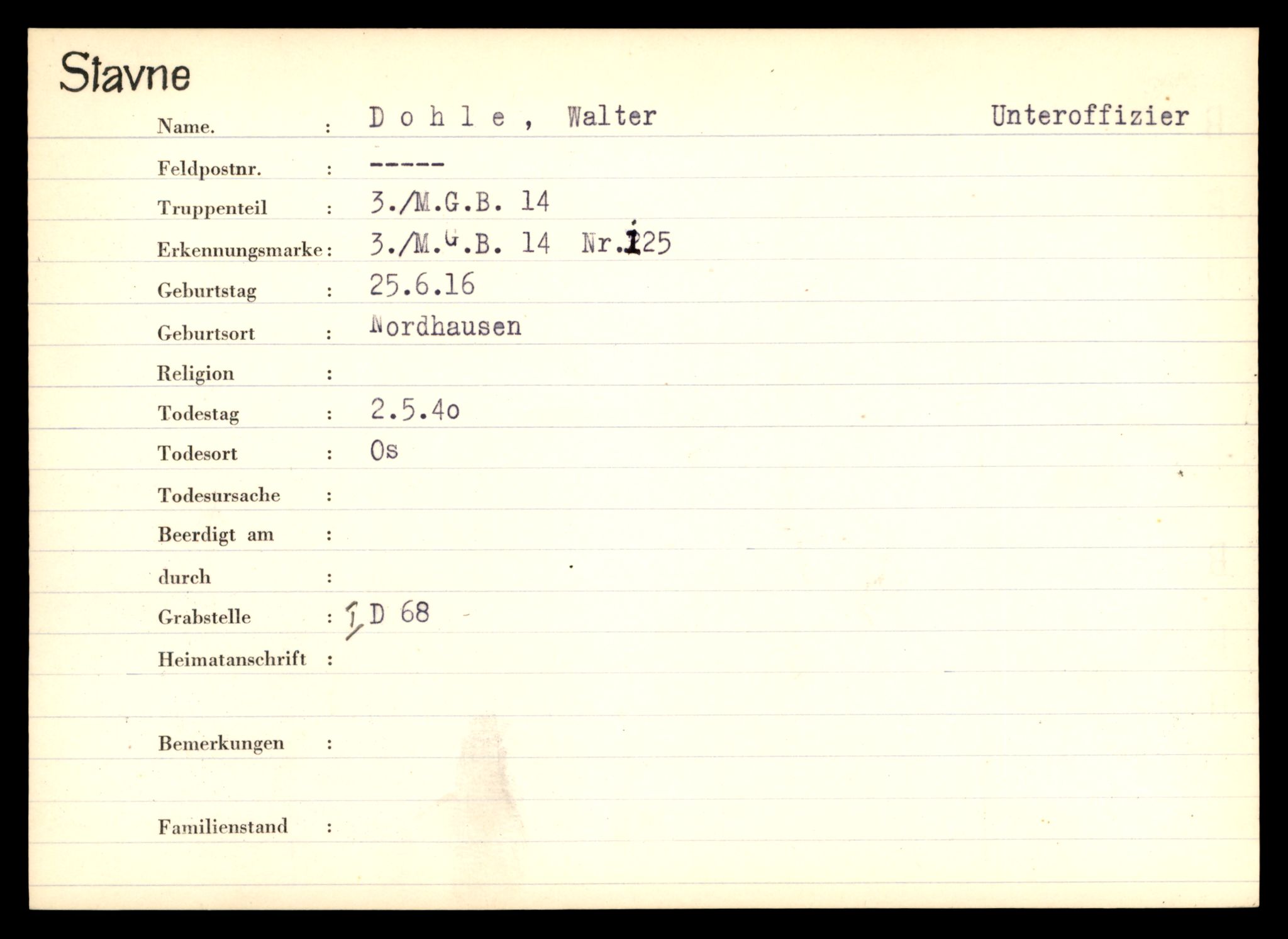 Distriktskontoret for krigsgraver, AV/SAT-A-5030/E/L0003: Kasett/kartotek over tysk Krigskirkegård Stavne, 1945, s. 229