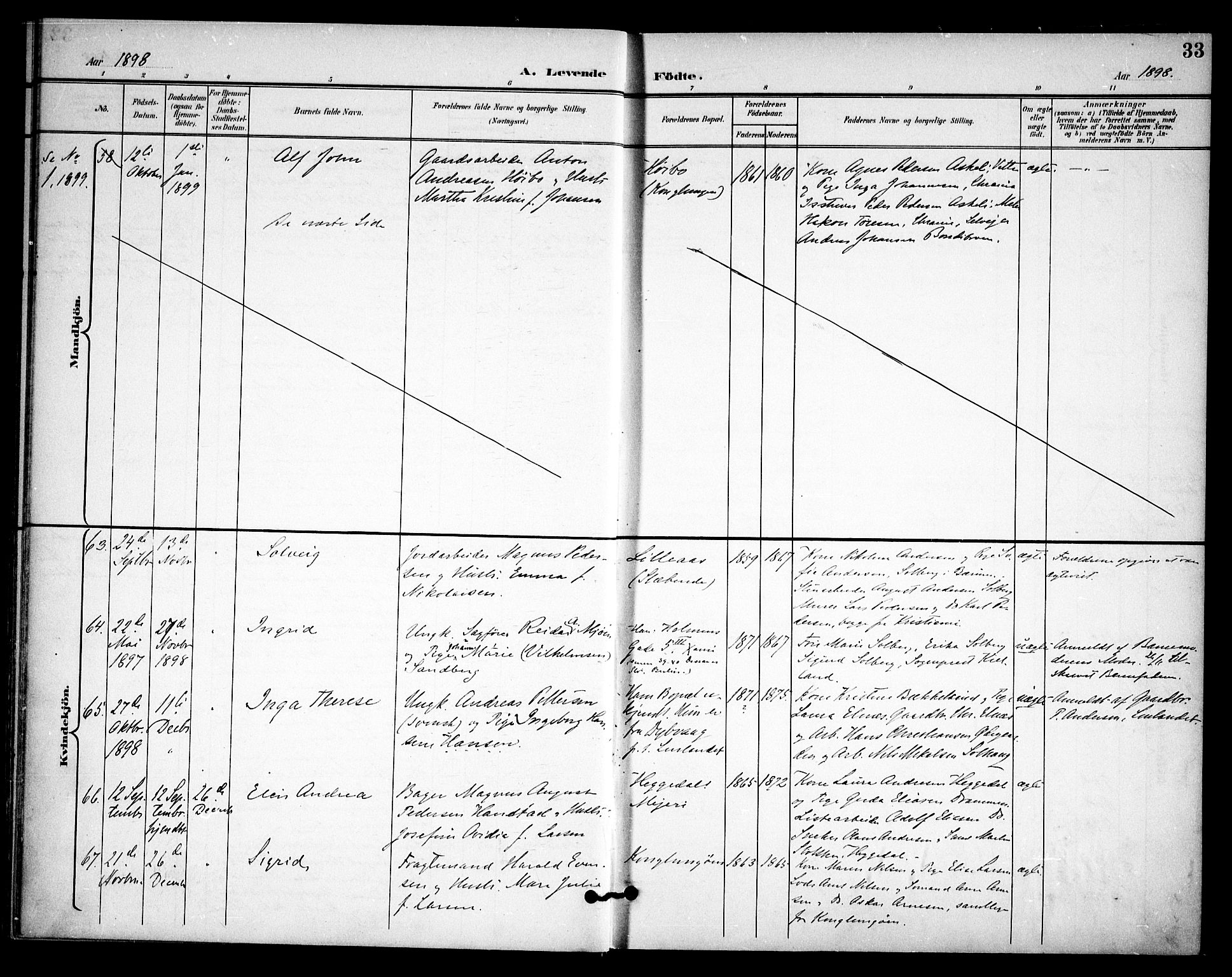Asker prestekontor Kirkebøker, AV/SAO-A-10256a/F/Fa/L0015: Ministerialbok nr. I 15, 1896-1915, s. 33