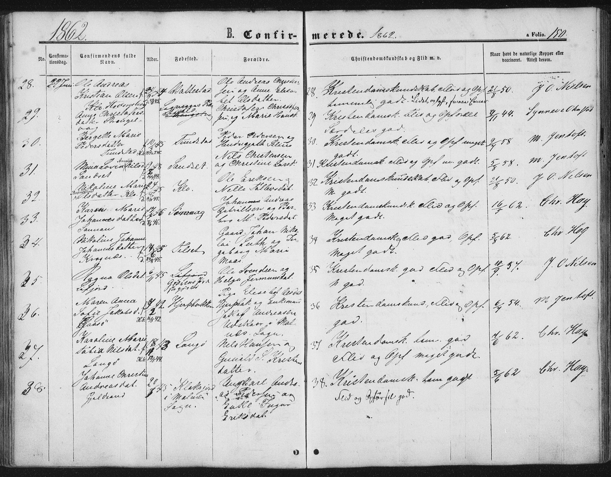 Ministerialprotokoller, klokkerbøker og fødselsregistre - Nordland, AV/SAT-A-1459/893/L1333: Ministerialbok nr. 893A06, 1858-1866, s. 150